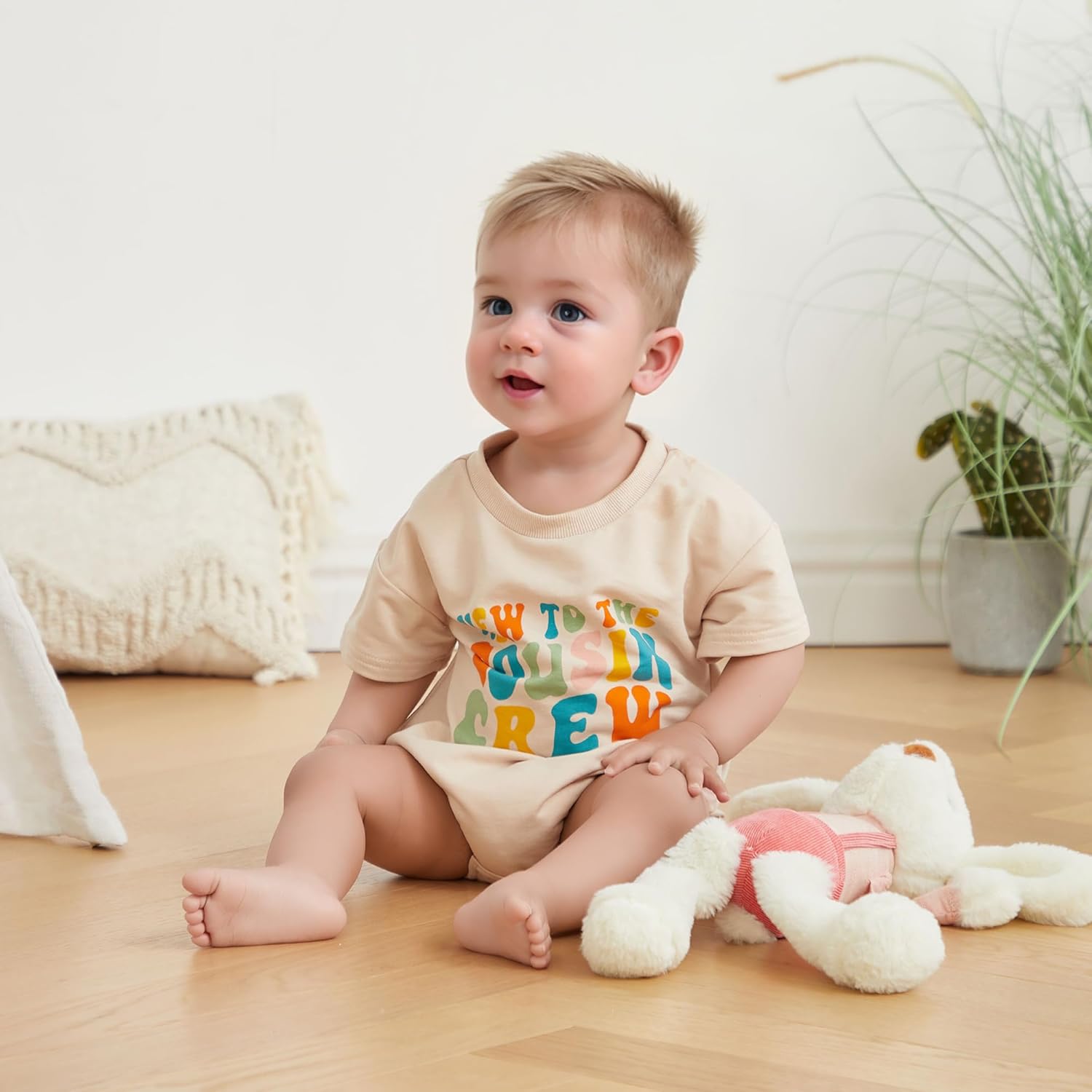 Newborn Baby Girl Boy Short Sleeve Romper with Cousin Design