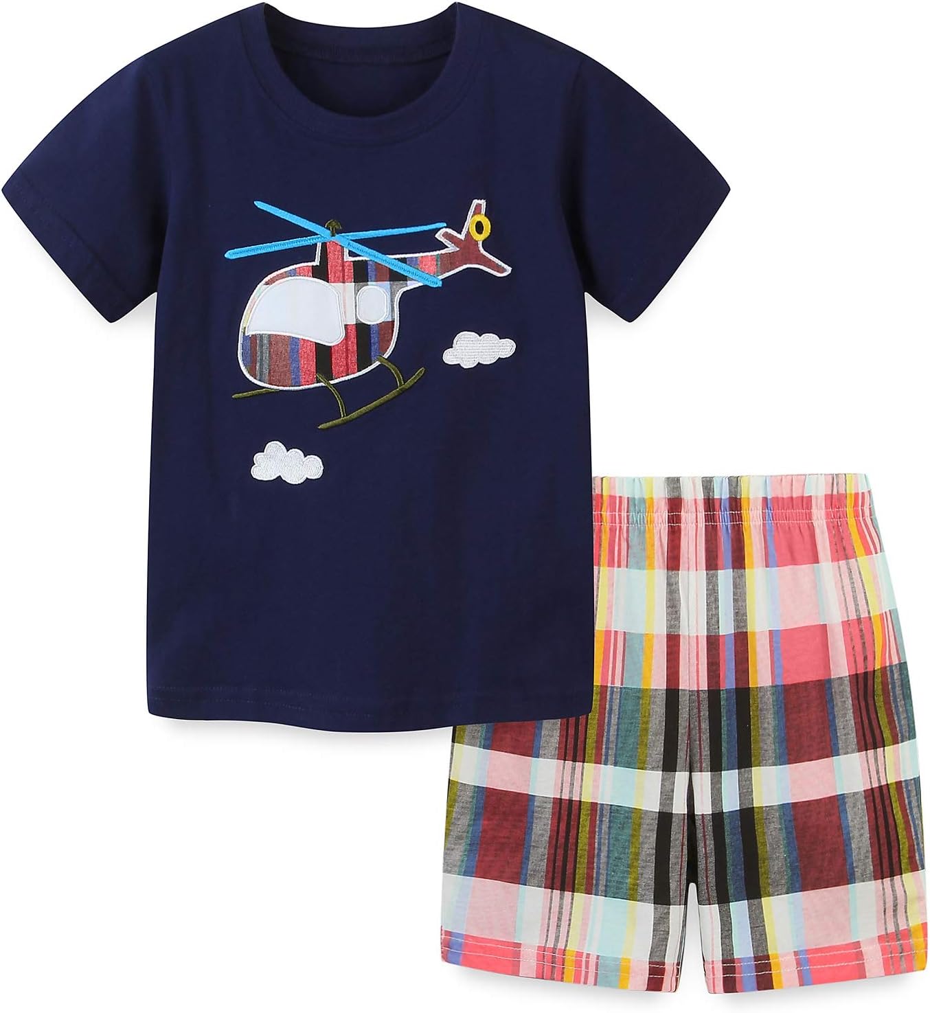 Toddler Boy Comfortable Short Set with Dinosaur Truck Design