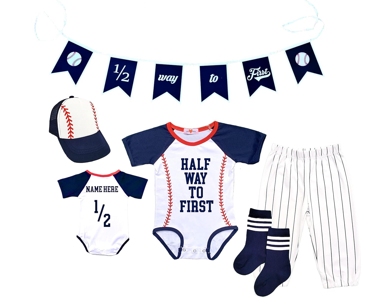Personalized Handmade Half Birthday Outfit Set for First Birthday