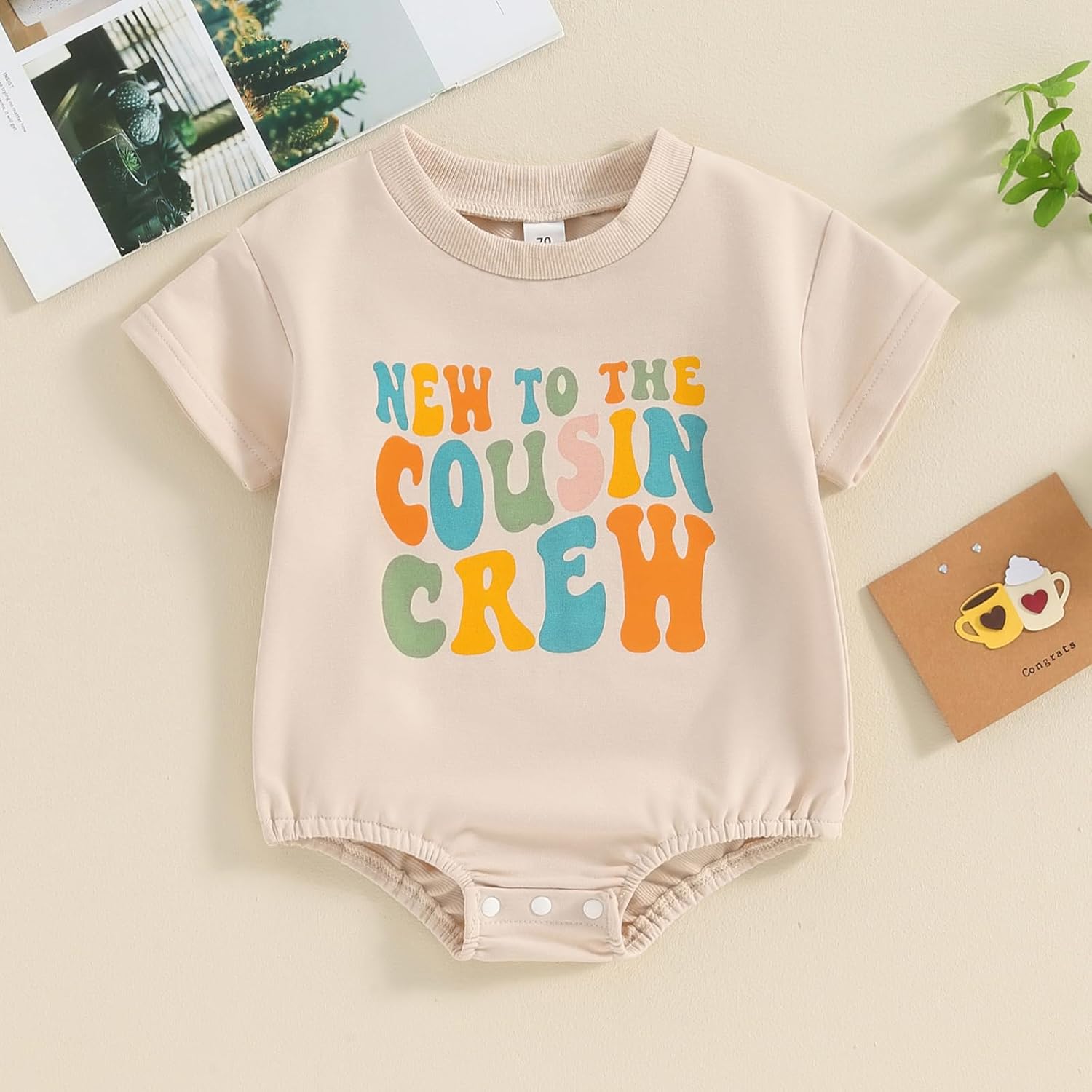 Newborn Baby Girl Boy Short Sleeve Romper with Cousin Design