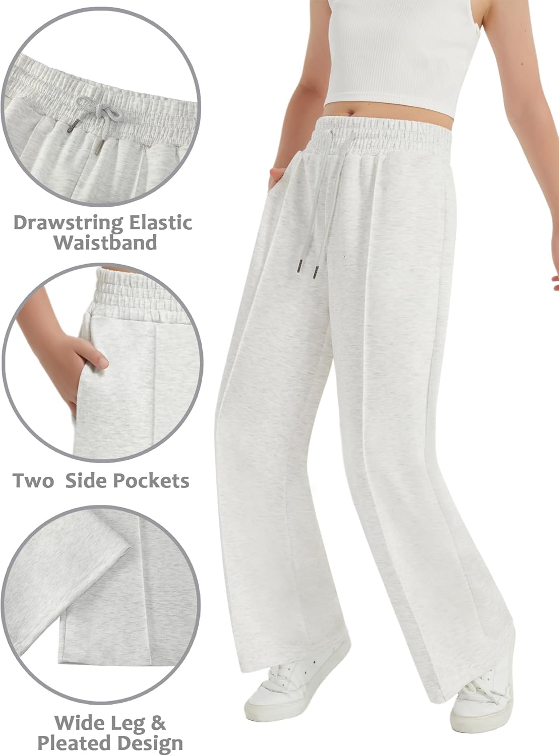 EXARUS High Waist Wide Leg sweatpants for Girls