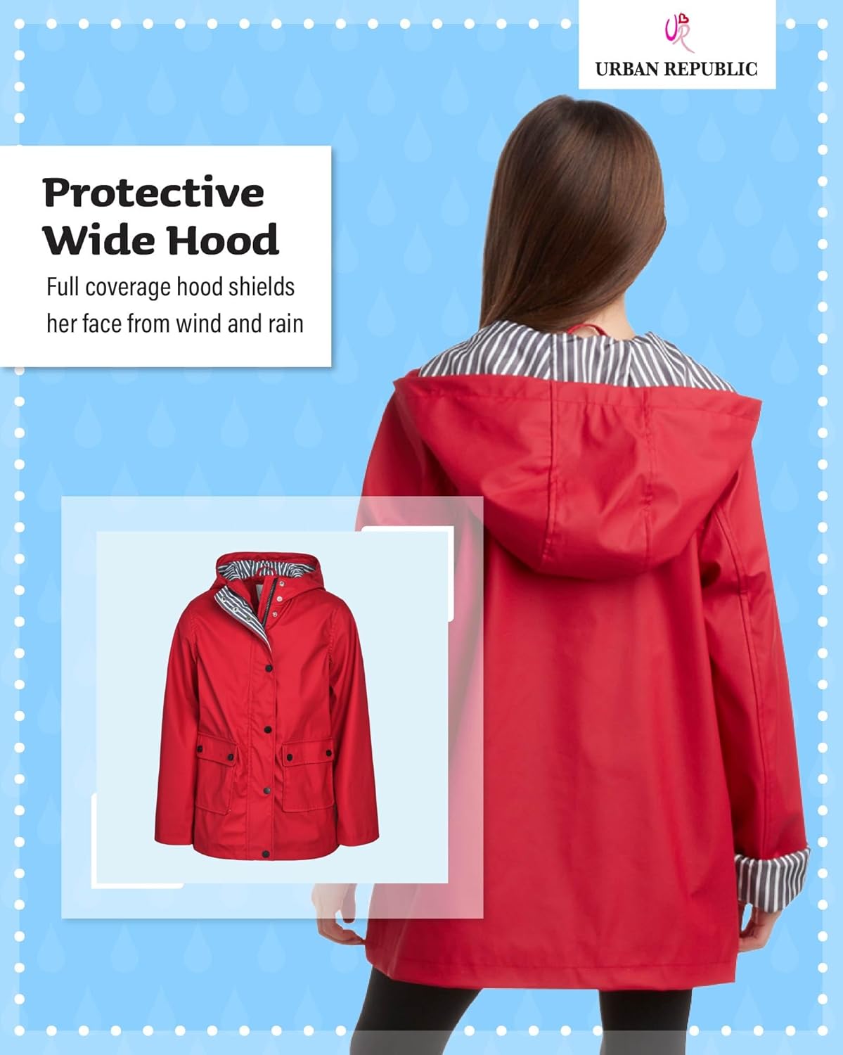 URBAN REPUBLIC Girls Rain Jacket StayAll Day 7-16