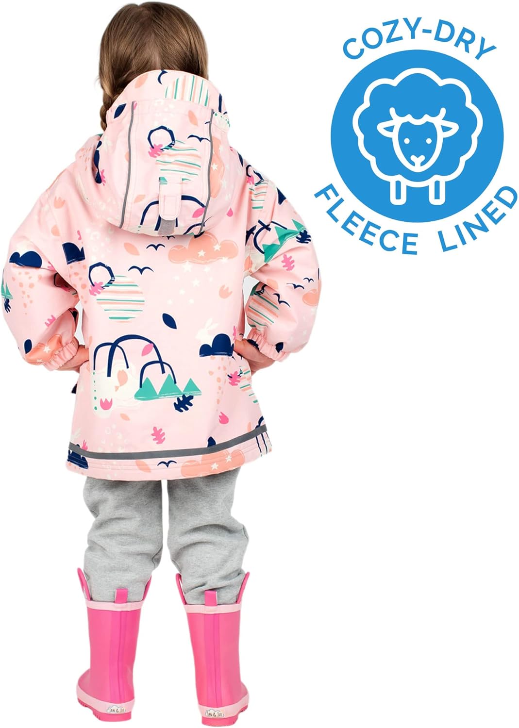 JAN JUL Waterproof Fleece-Lined Rain Jacket for Kids