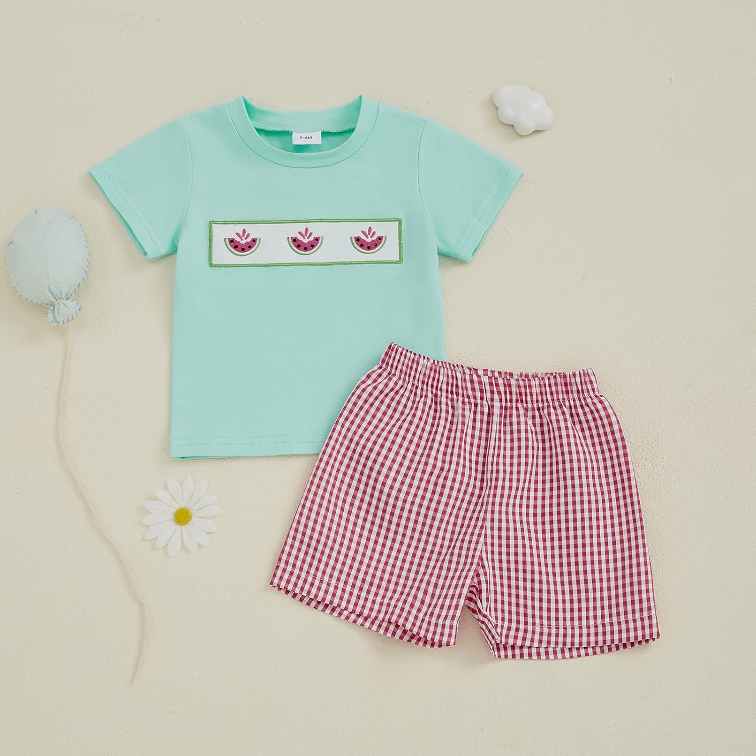 Engofs Boys Summer Shorts Sets - Trendy Toddler Outfit with Fruit Embroidery