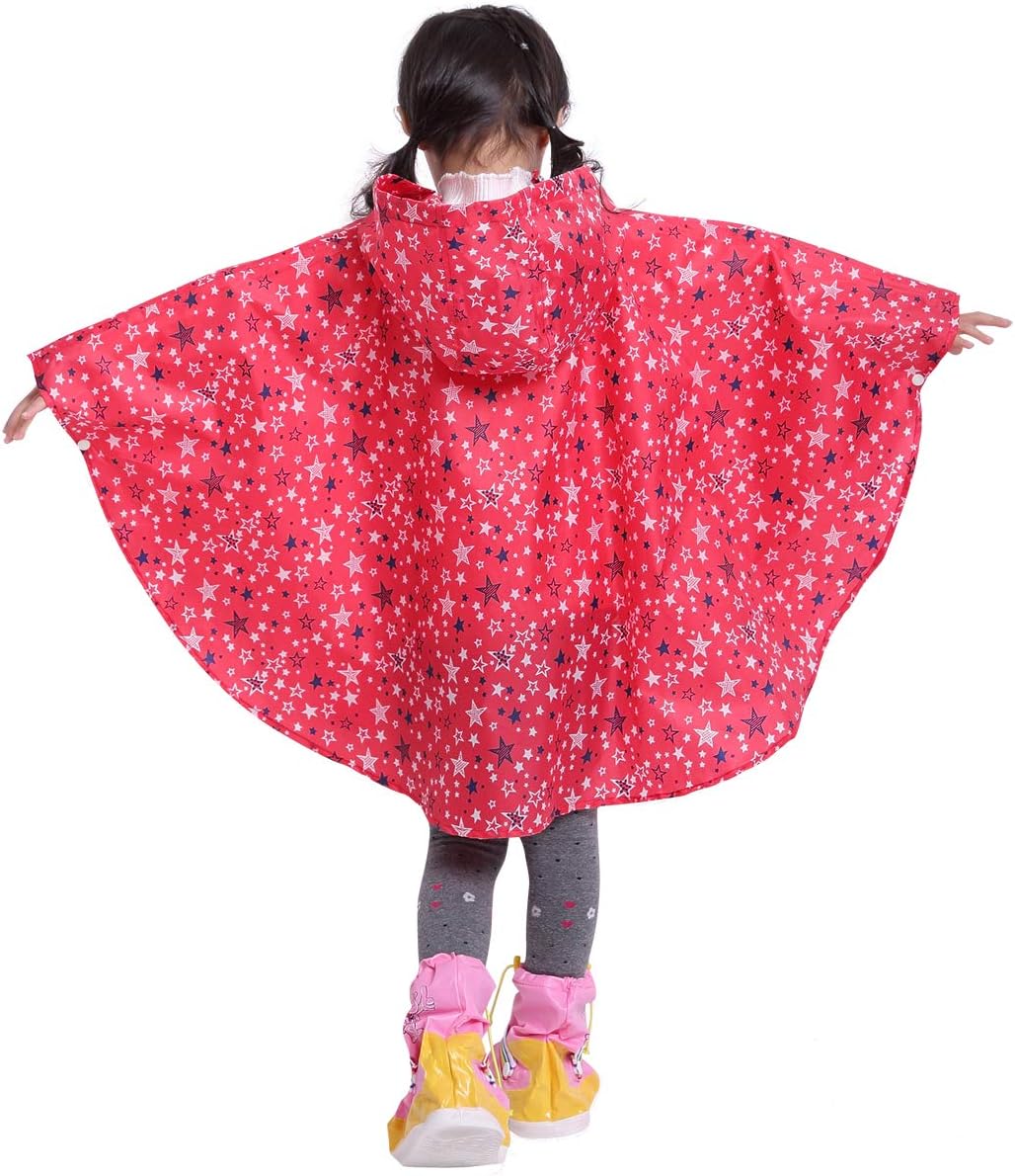 Spmor Kids Rain Poncho Hoodie - Waterproof Fashionable Perfect for Wintertime