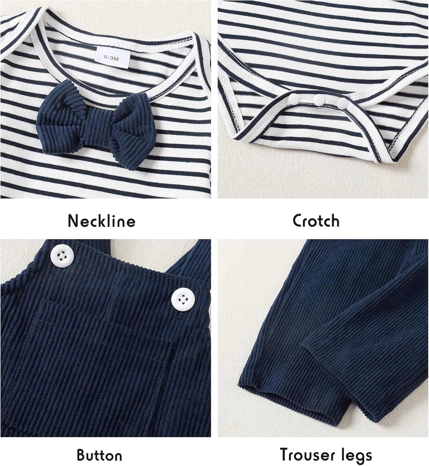 NZRVAWS Organic Cotton Romper Pants Set for Babies 0-18 Months