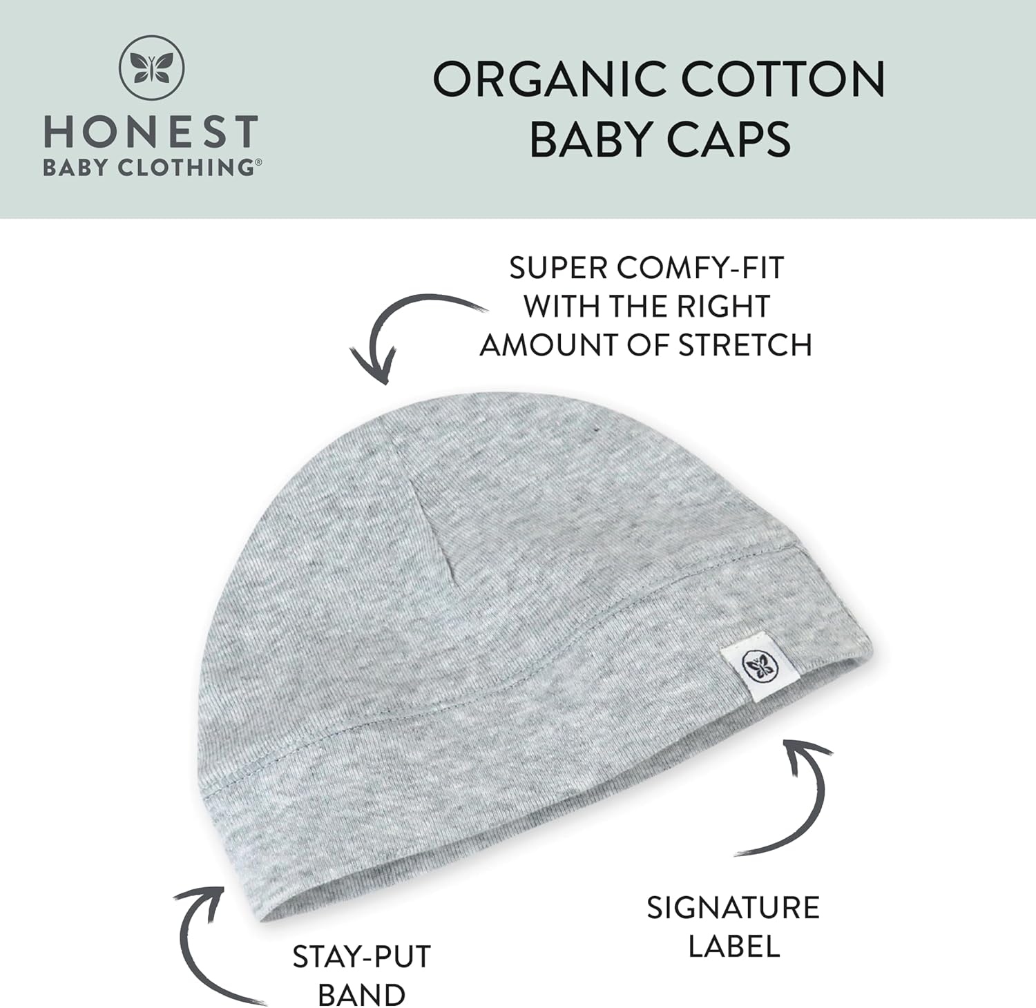 100 Organic Cotton Beanie Caps for Newborns