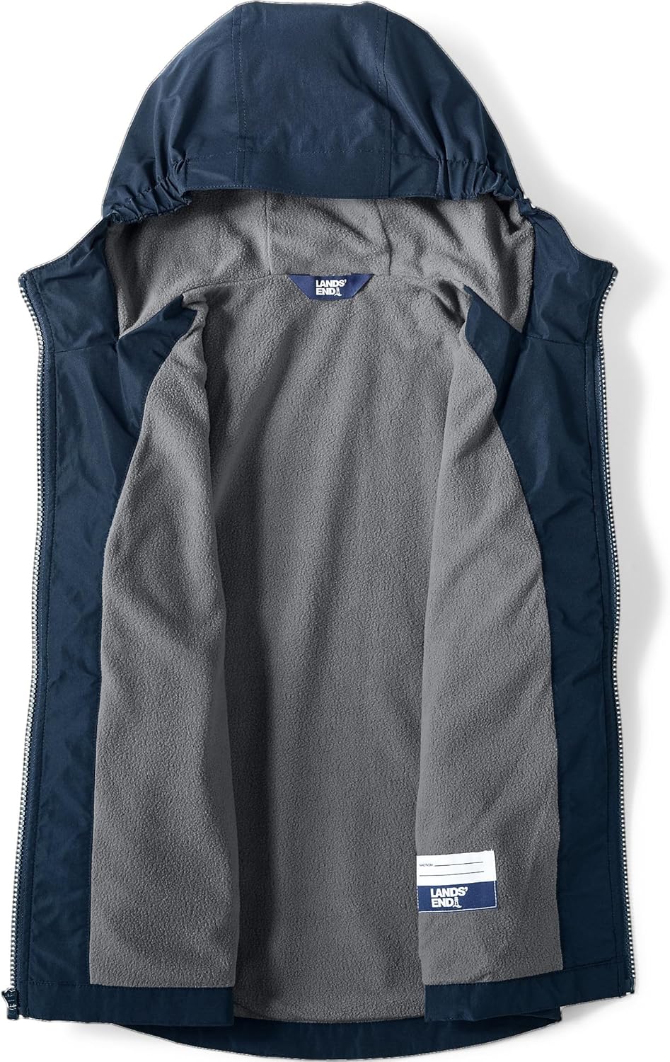 Lands End School Uniform Kids Rain Jacket Water-Resistant Windproof Bibliographic Style