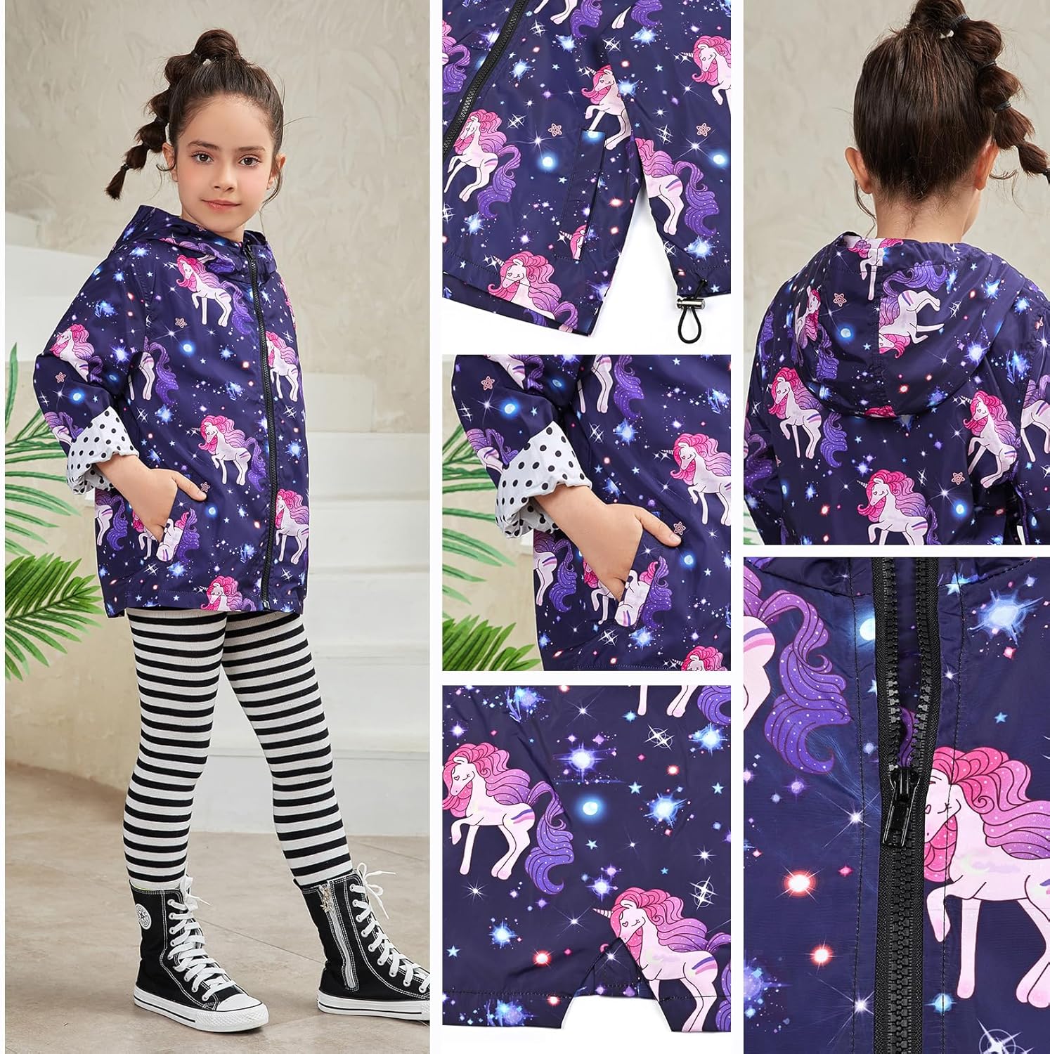 QPANCY Girls Lightweight Waterproof Hoodie