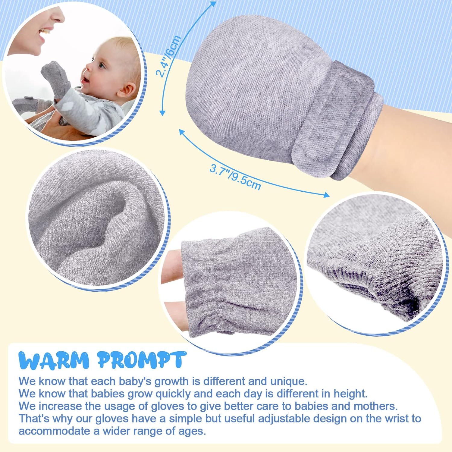 Perfectly Adjustable Newborn Gloves for Boys and Girls