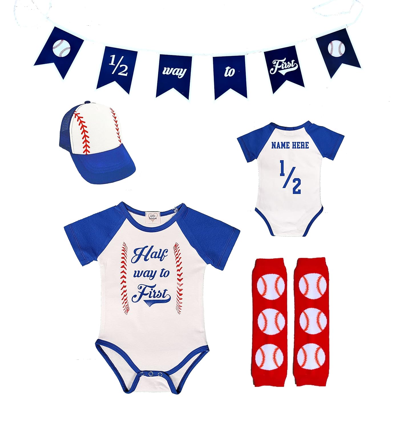 Half Birthday Boy Girl 12 Way to First Royal Blue Outfit Set