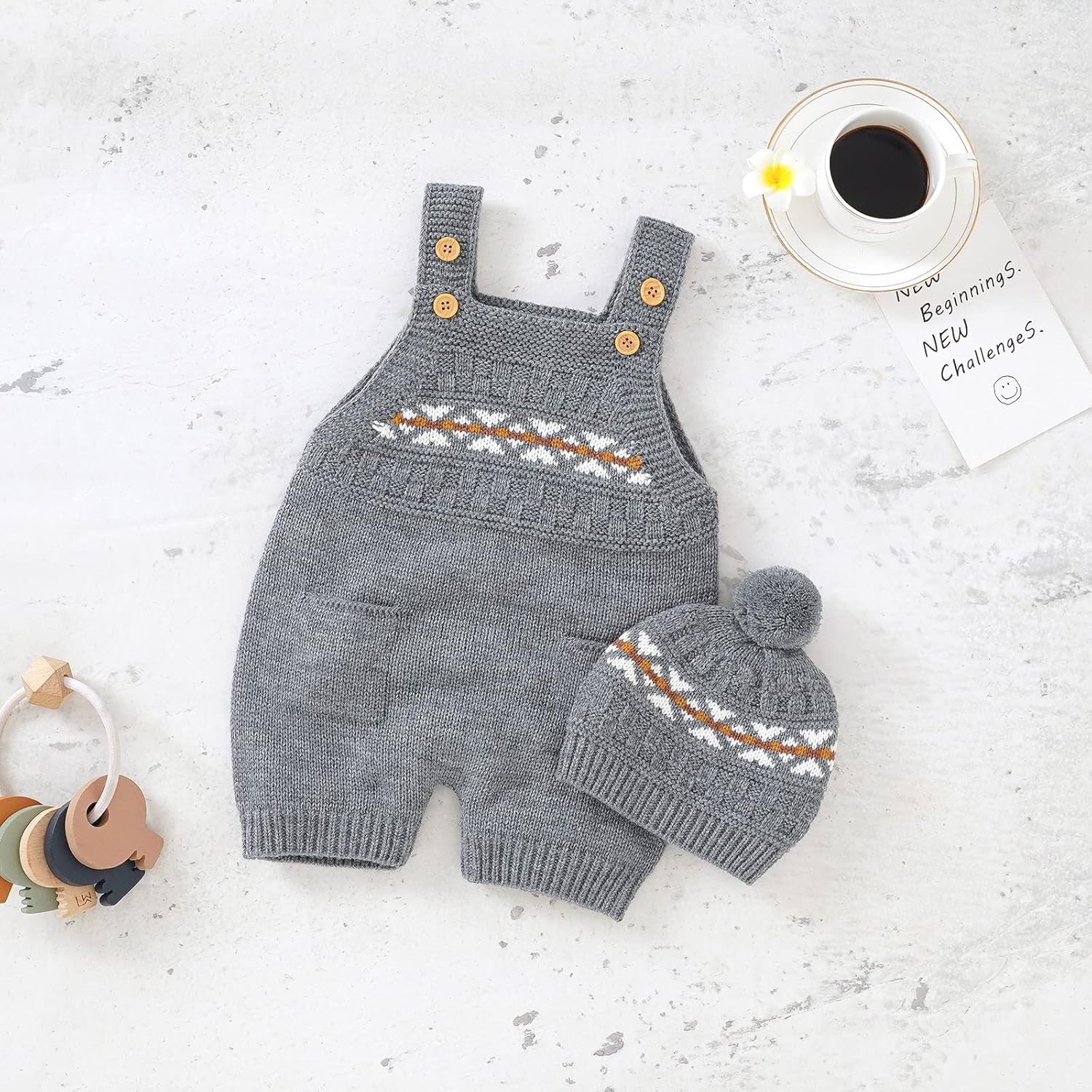 Infant Knit Romper 100 Cotton Stretchy Built-in Hat Warm