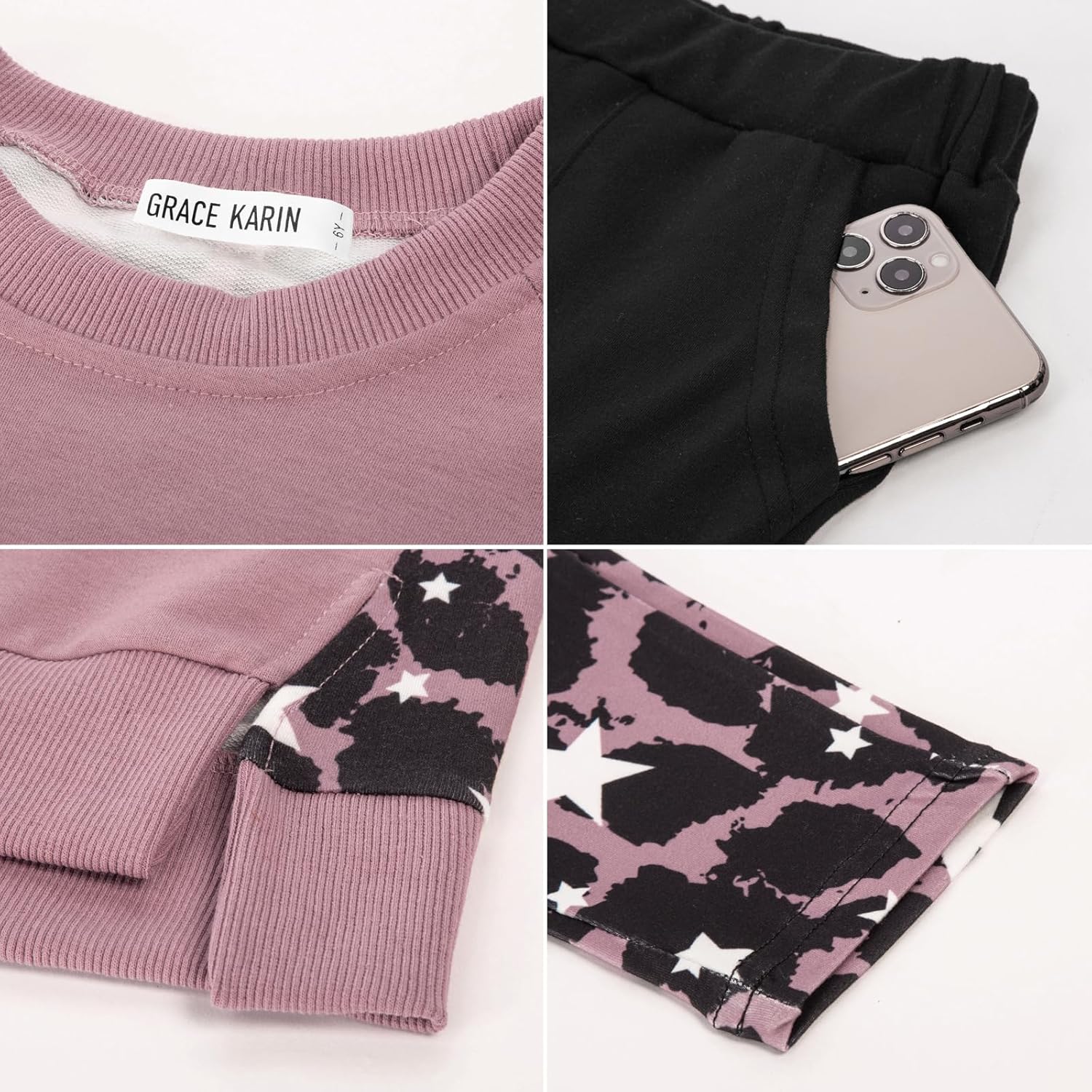 Girls Fashionable Sweater and Track Pants Set for Ages 5-14