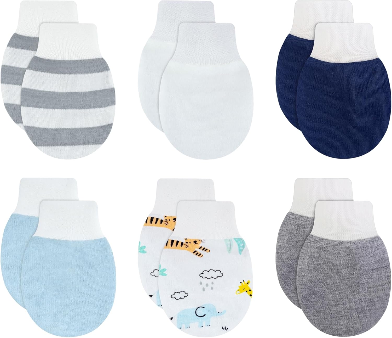 Organic cotton baby mittens with elastic wrist tab for 0-12 months