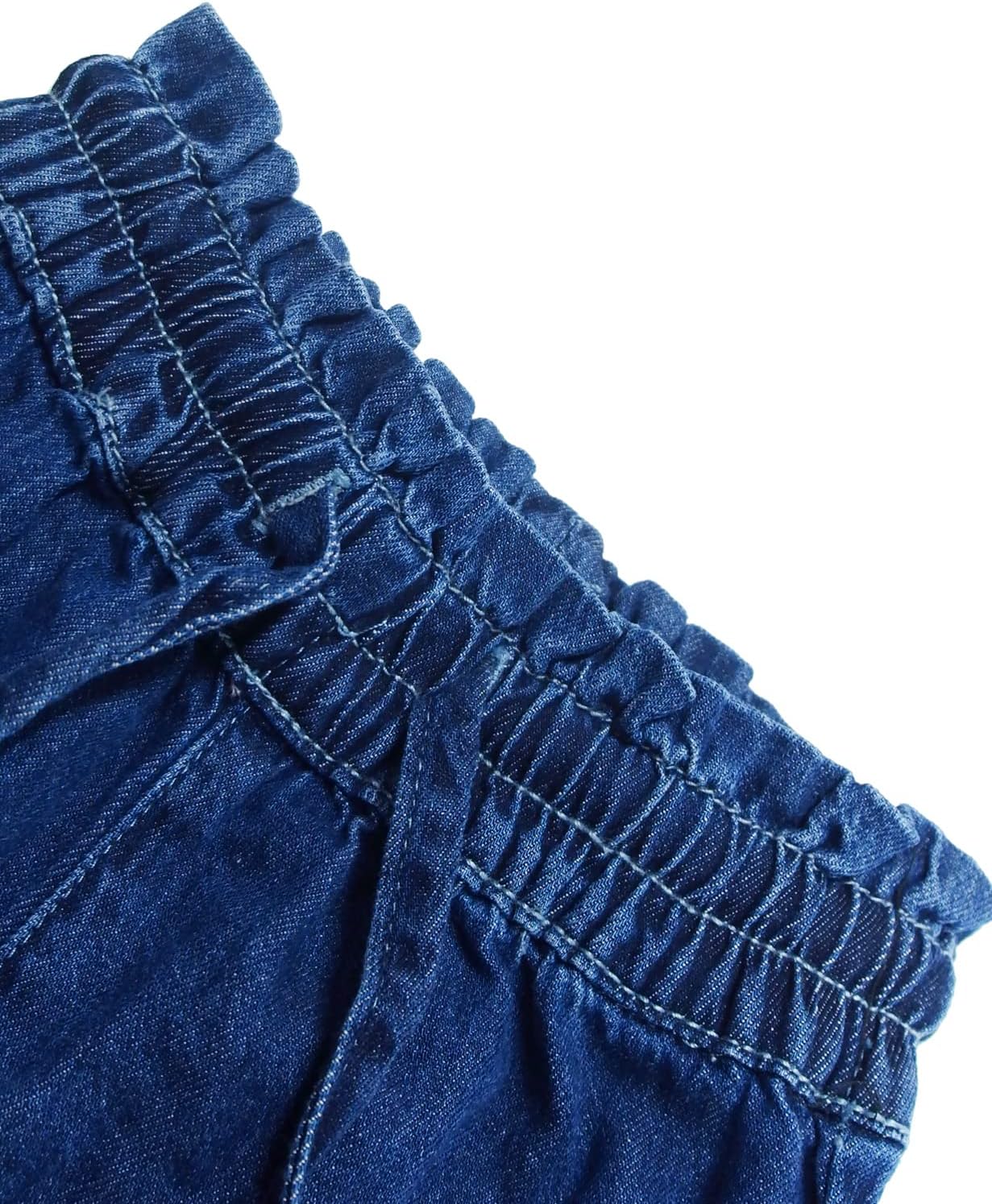 KIDSCOOL SPACE - Thin Wide-Leg Ribbed Elastic waistband Jeans for Kids