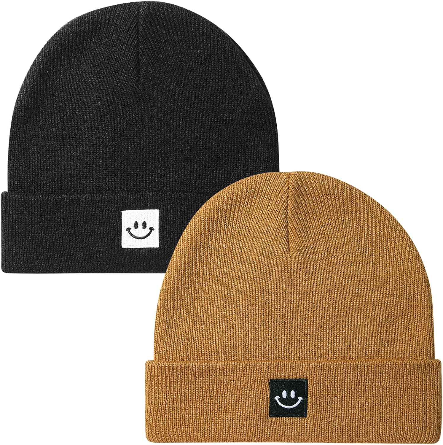 2-Pack of Lightweight Knit Toddler Beanies for Growth