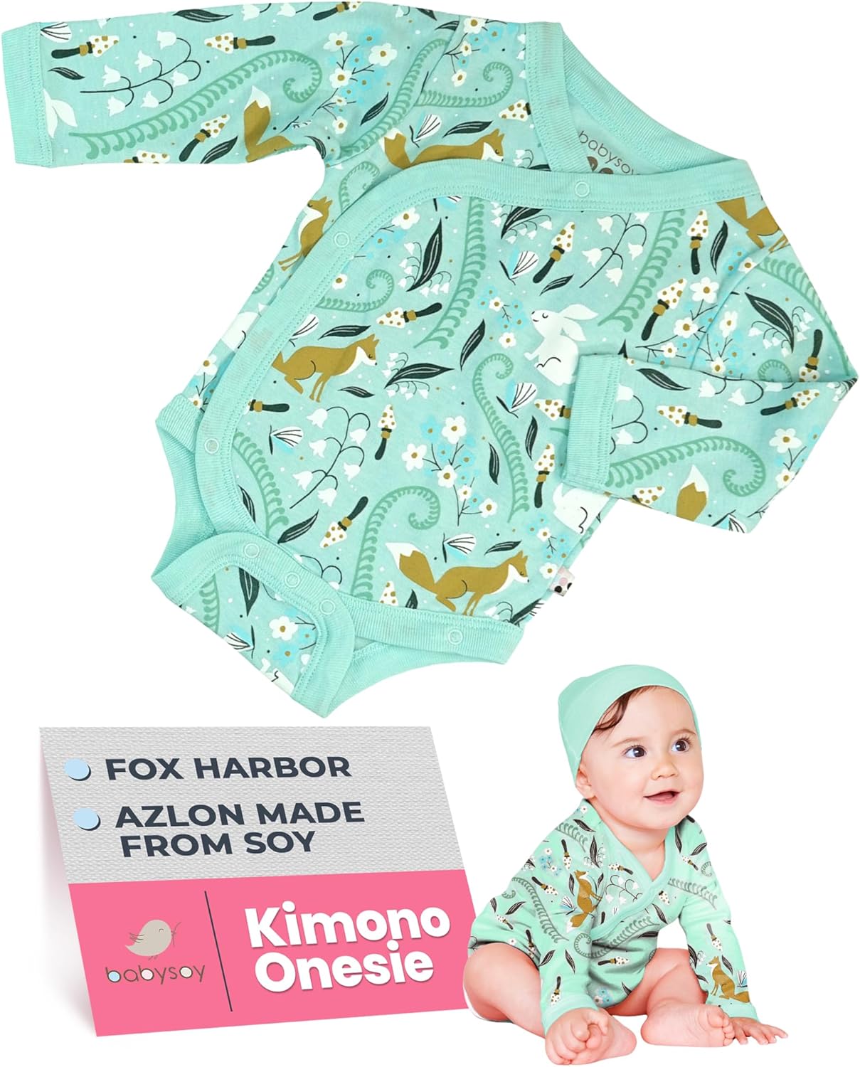 Babysoy Organic Newborn Long Sleeve Kimono Wrap for Infants
