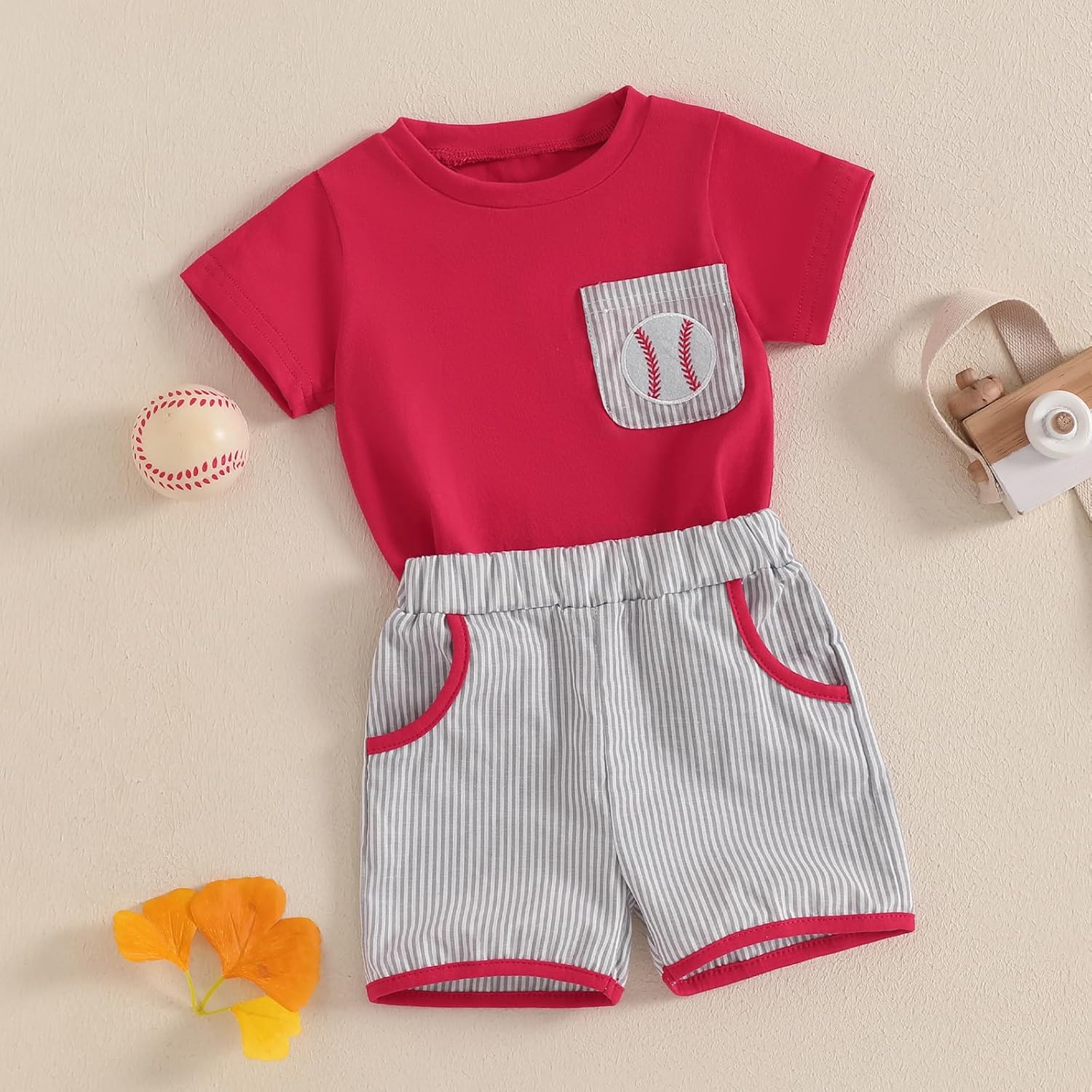 Girditemo Toddler Baseball 2-Piece Sets for Boys 3M-3T Summer Outfits