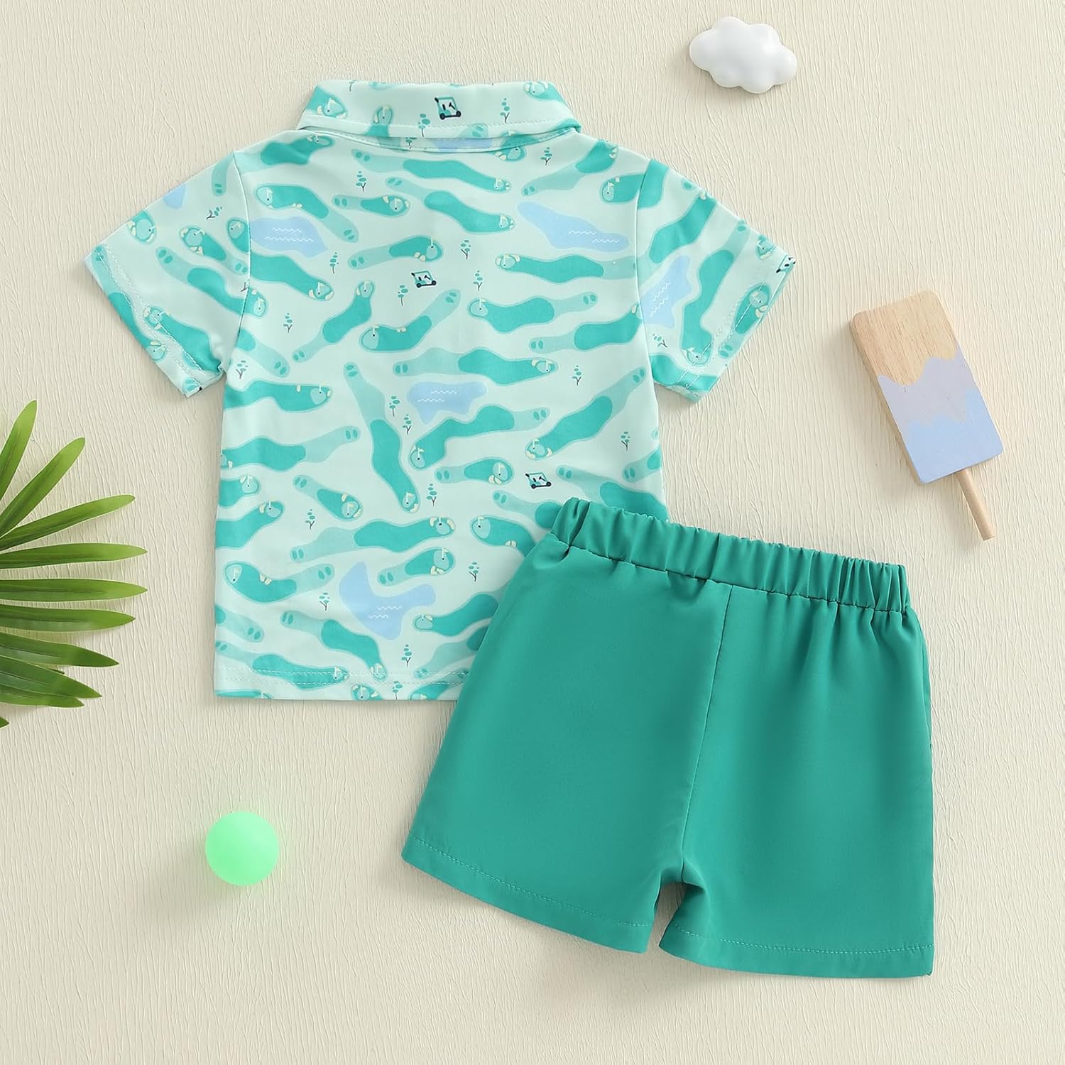 Chloefairy Toddler Boys Golf Outfit 2-Piece Set