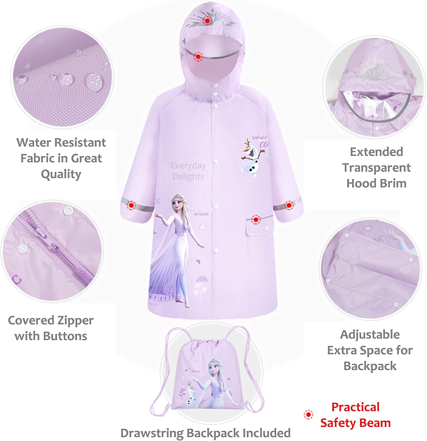Everyday Delights Frozen Elsa Hooded Raincoat