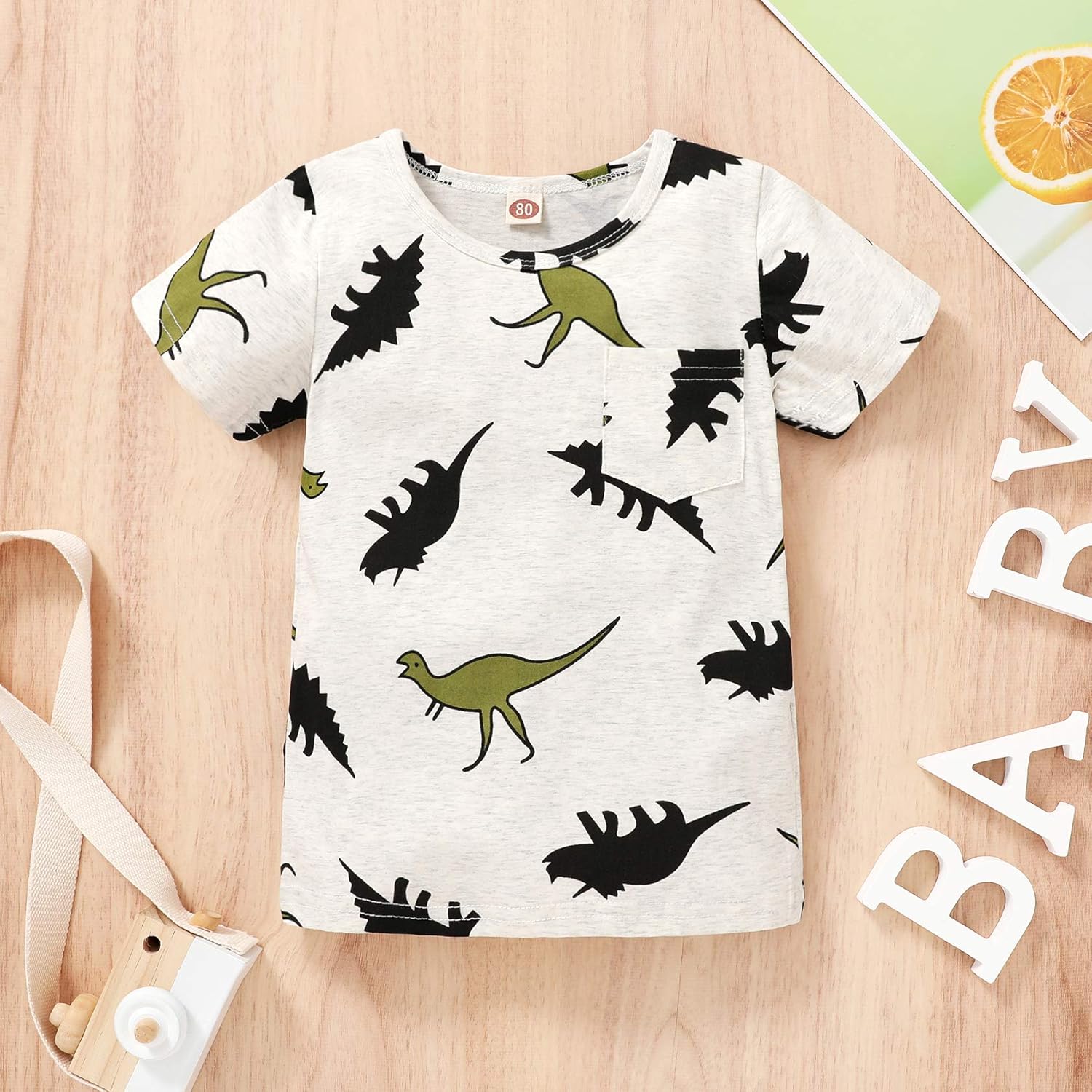 Dinosaur Camouflage T-Shirt Shorts Set for Toddler Boys