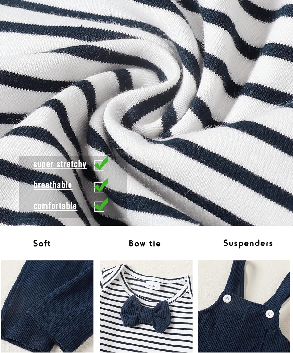 NZRVAWS Organic Cotton Romper Pants Set for Babies 0-18 Months