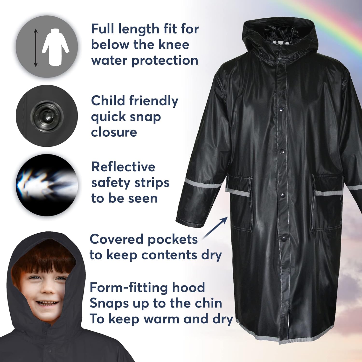 Kids Water-Proof Rain Jacket with Reflectors