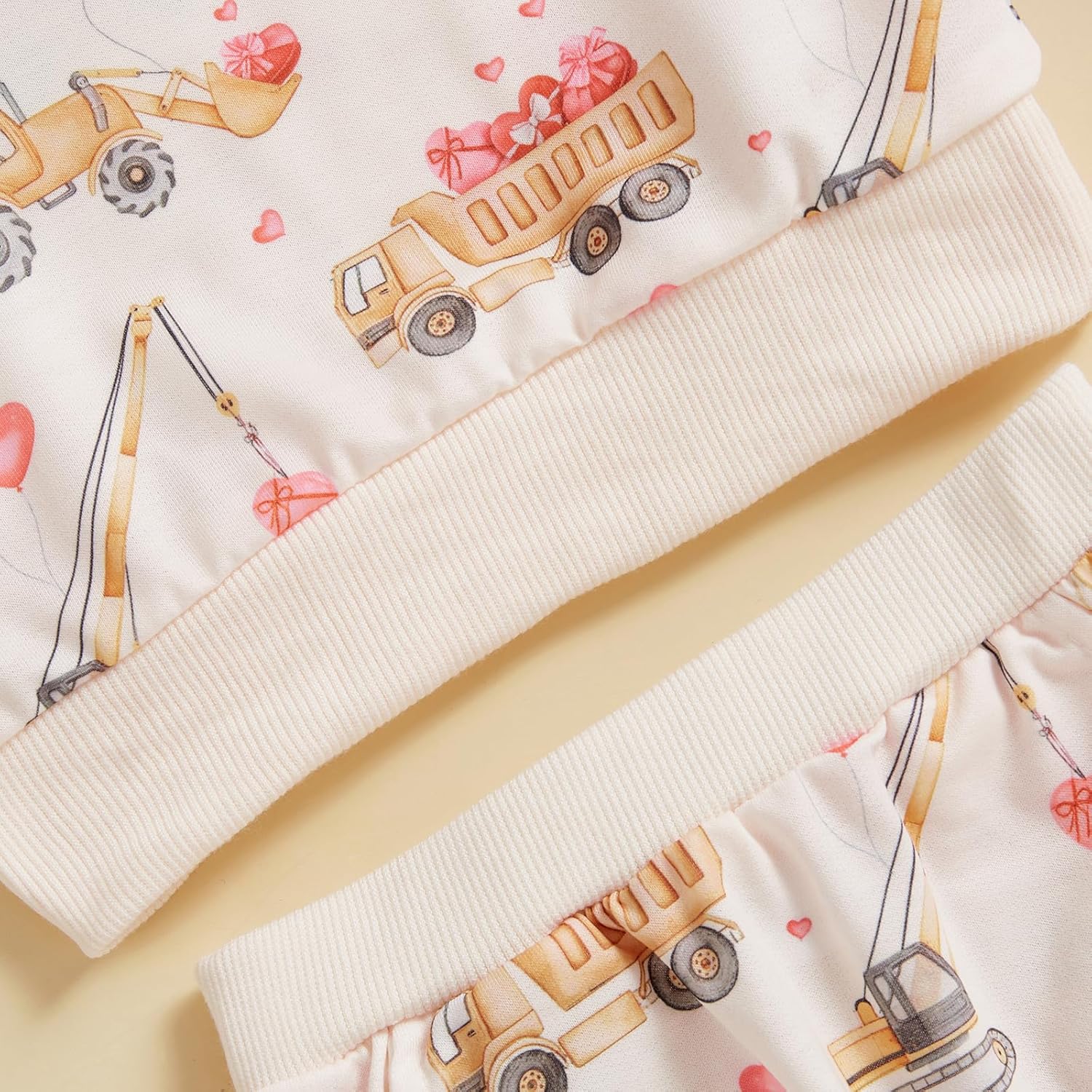 infant clothing set valentine hearts truck print 2 piece