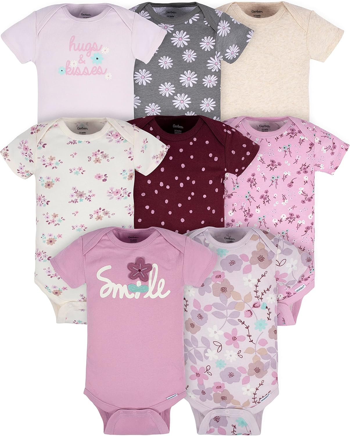 Fun Cooling Baby Onesies for Girls Purple Ivory with Applique Design