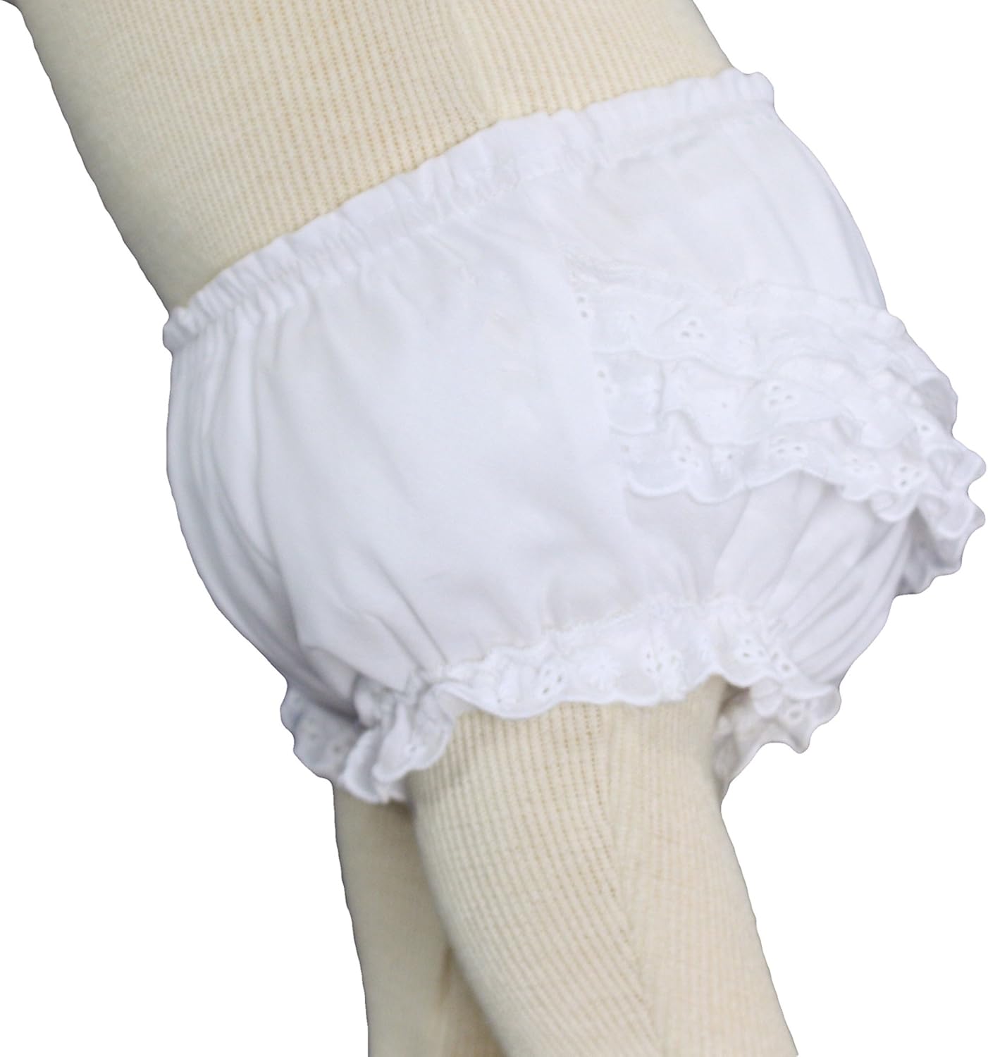 Baby Girl White Elastic Bloomer Diaper Cover