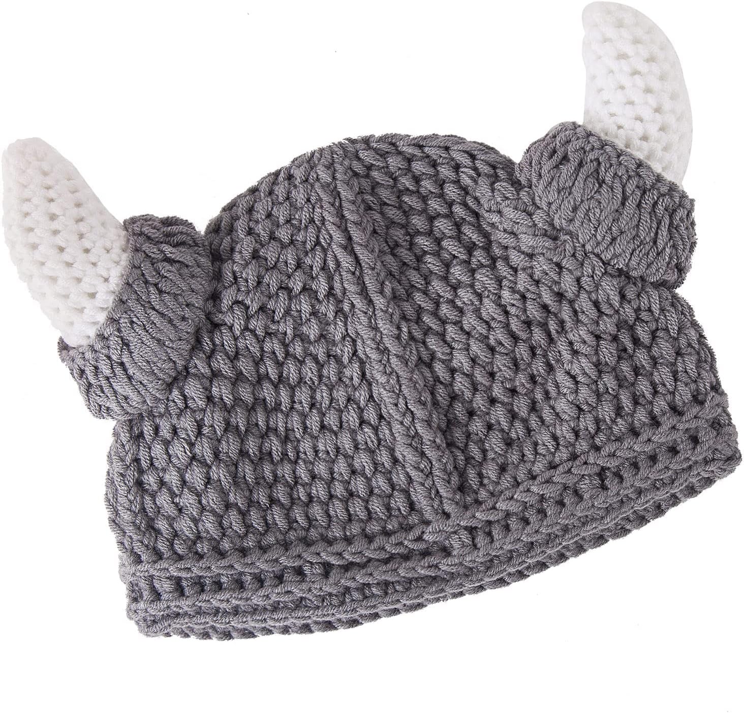 Fashionable Viking Hat with Horns Stretchy Knit Cap