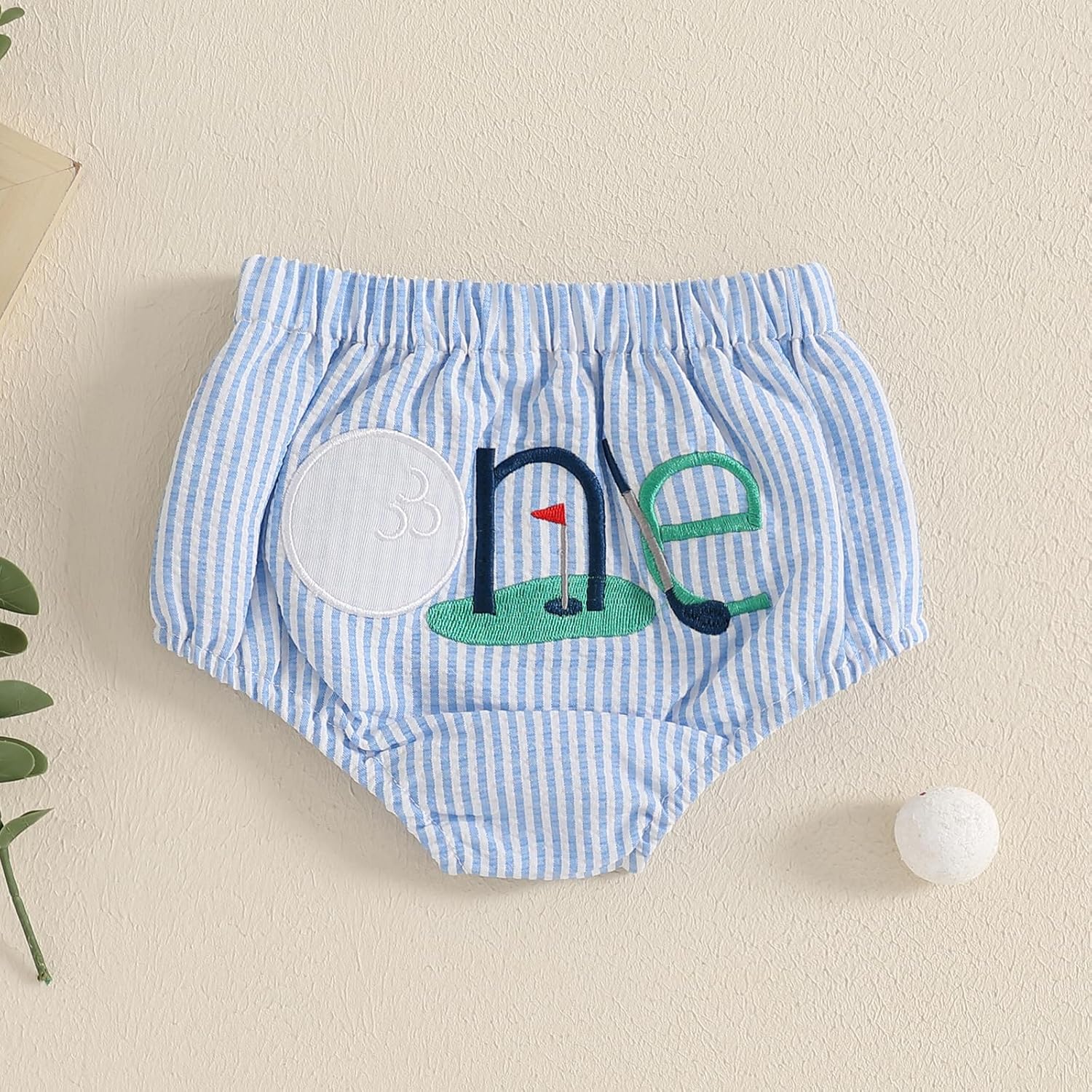 Infant Boy Girl Golf Shorts Hole in One Stripe Elastic Wasit Bloomers