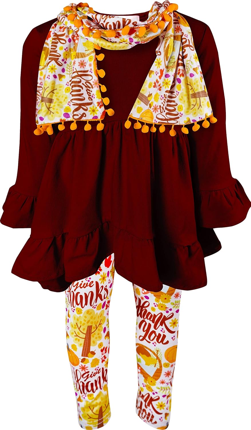 Angeline Kids Halloween Thanksgiving Fall dise Scarf Set for Girls