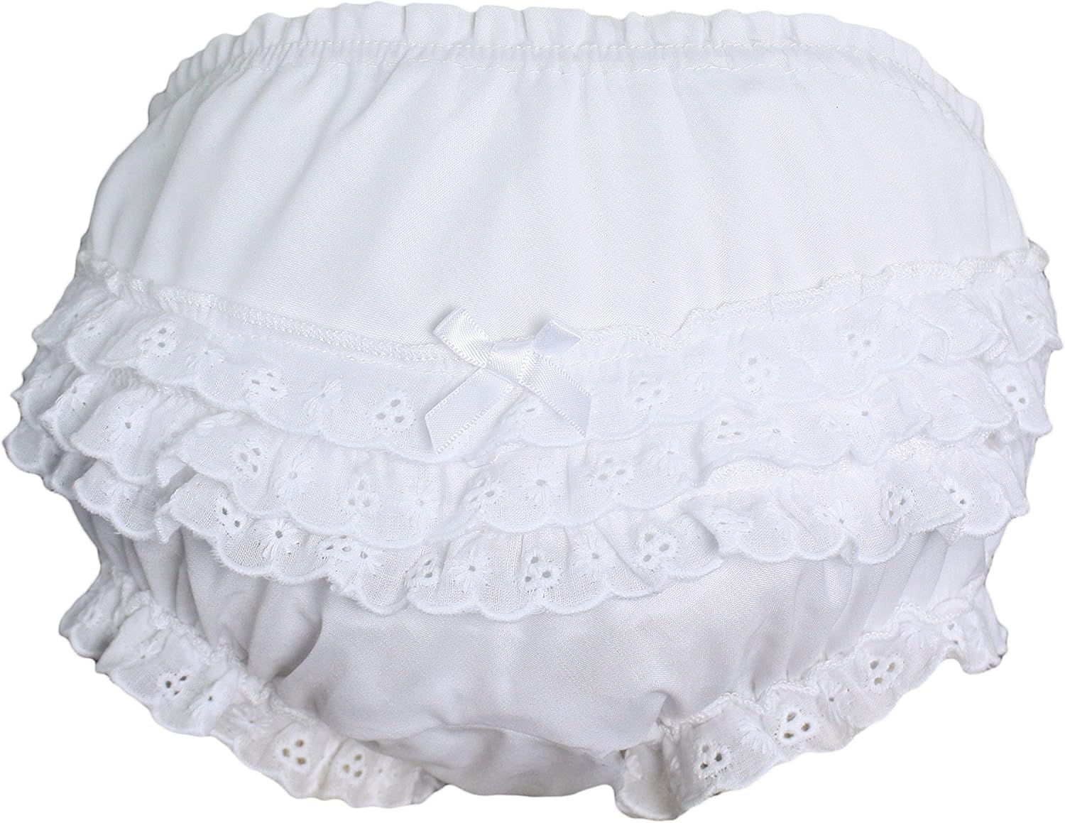 Baby Girl White Elastic Bloomer Diaper Cover