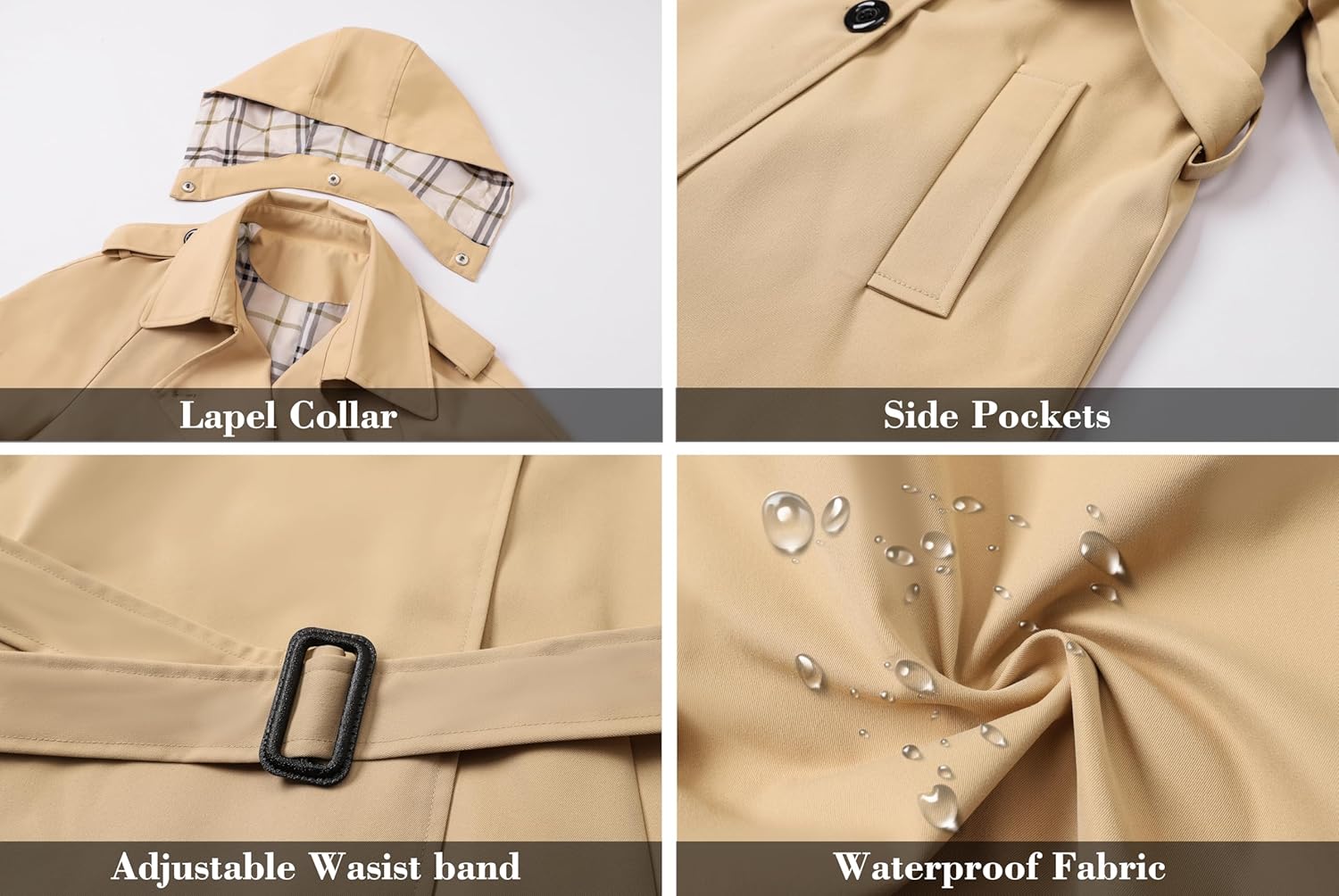 Betusline Waterproof Hooded Rain Jacket Women Perfect for the Rain