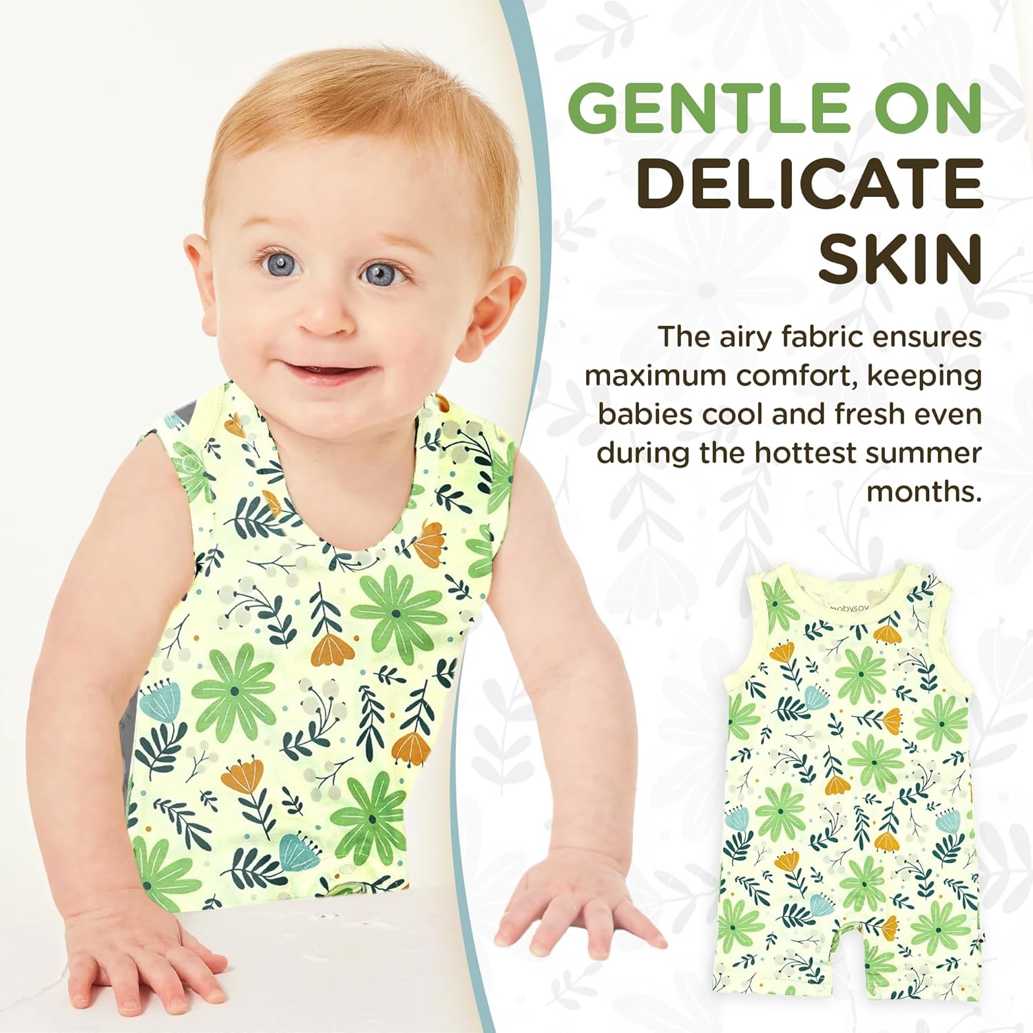 Babysoy Unisex Tank Romper for Little Ones Soft Playful Durable