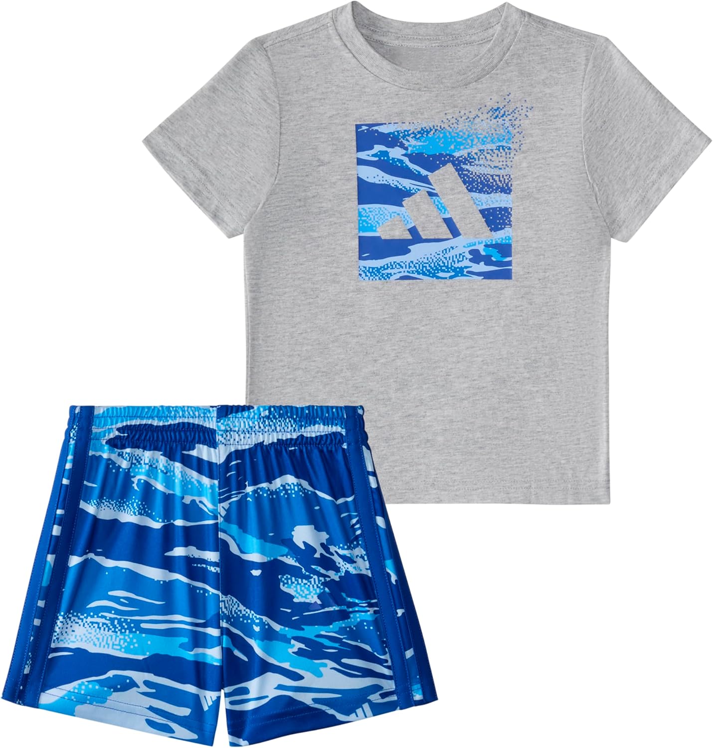 Adidas Baby Boy Set with Heather Tee and Camo Shorts