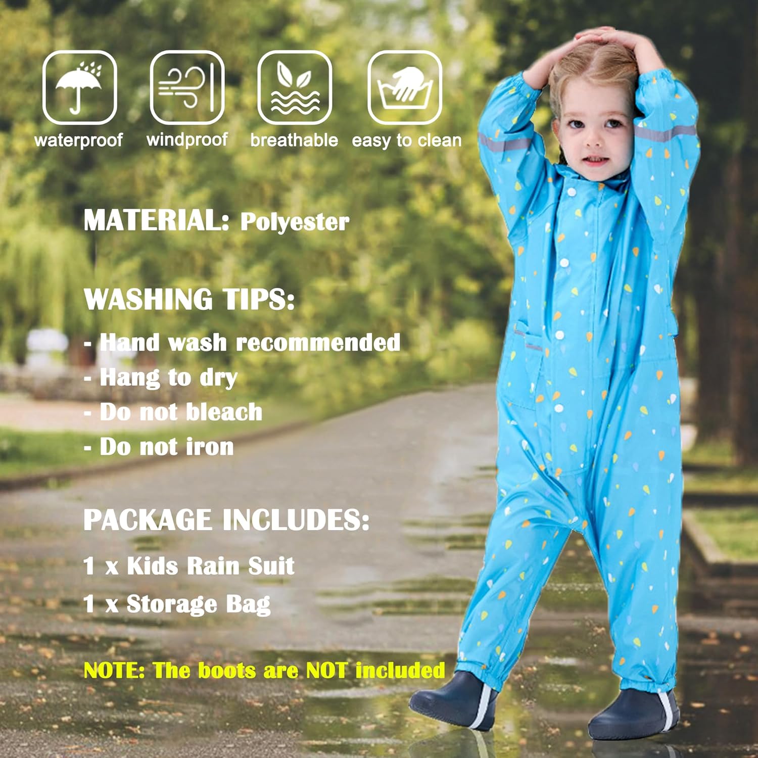 Fewlby Kids Toddler Waterproof Rain Jacket - Stay Dry Cozy