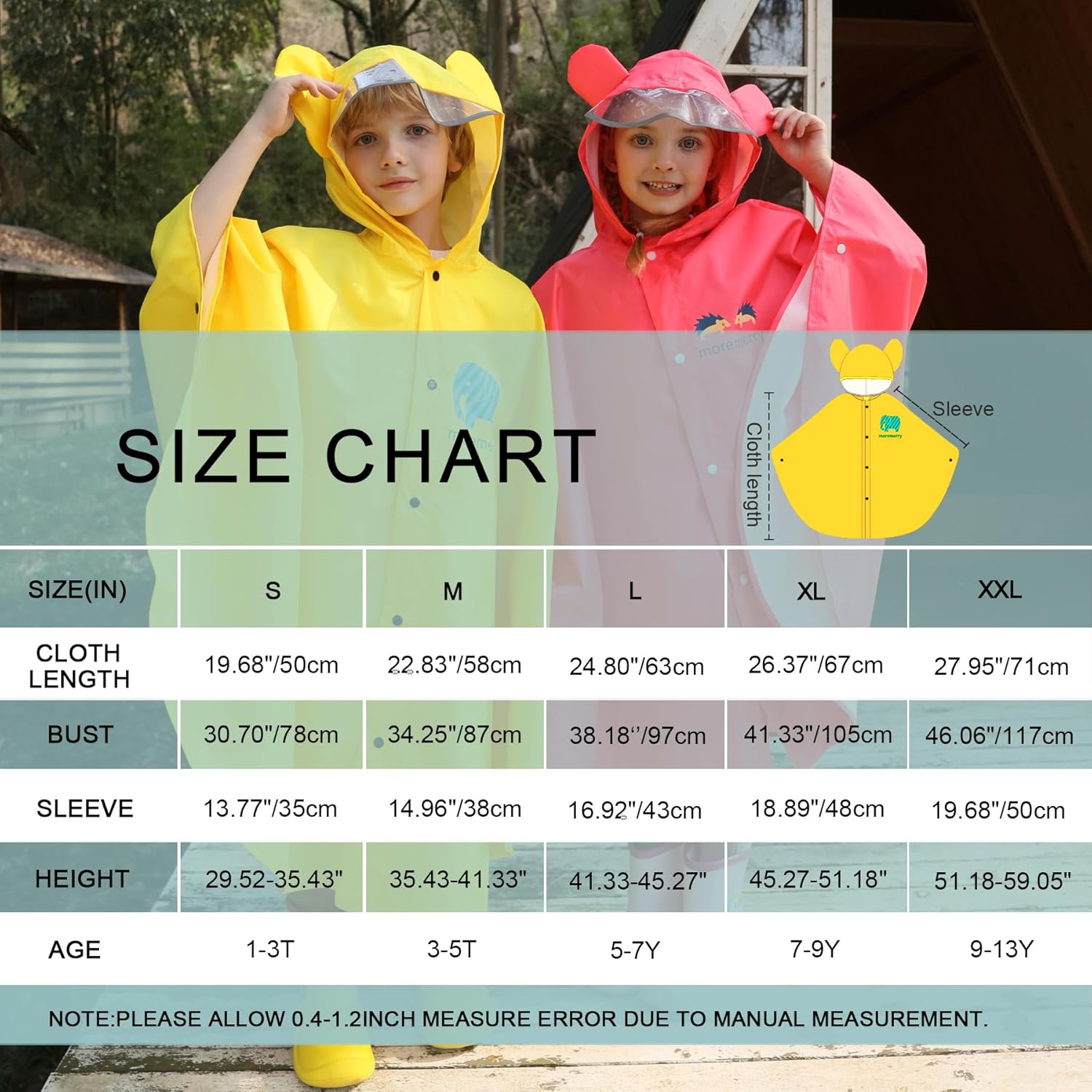 AIWUHE Kids Cartoon Rain Poncho - Waterproof and Stylish Rain for Kids