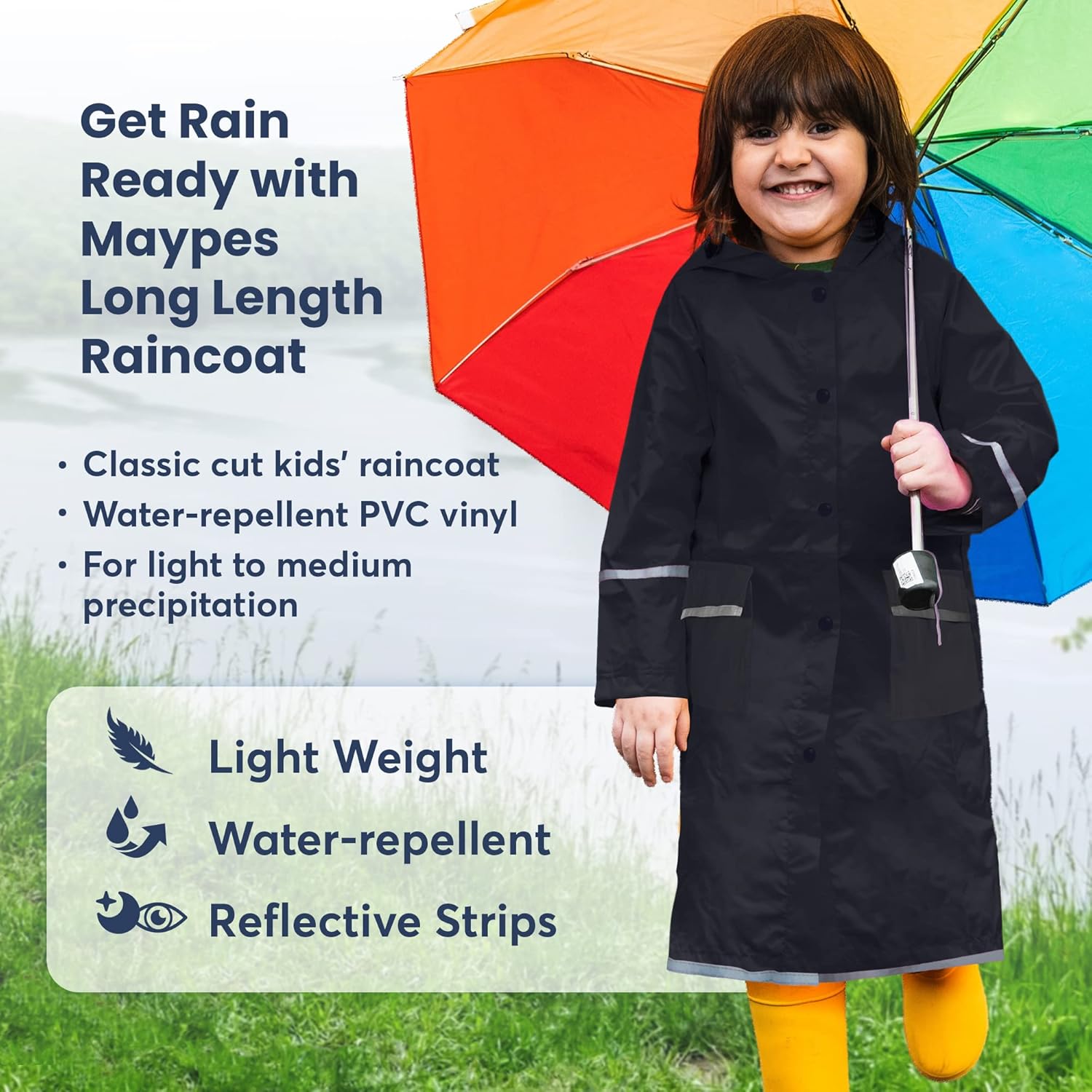 Kids Water-Proof Rain Jacket with Reflectors
