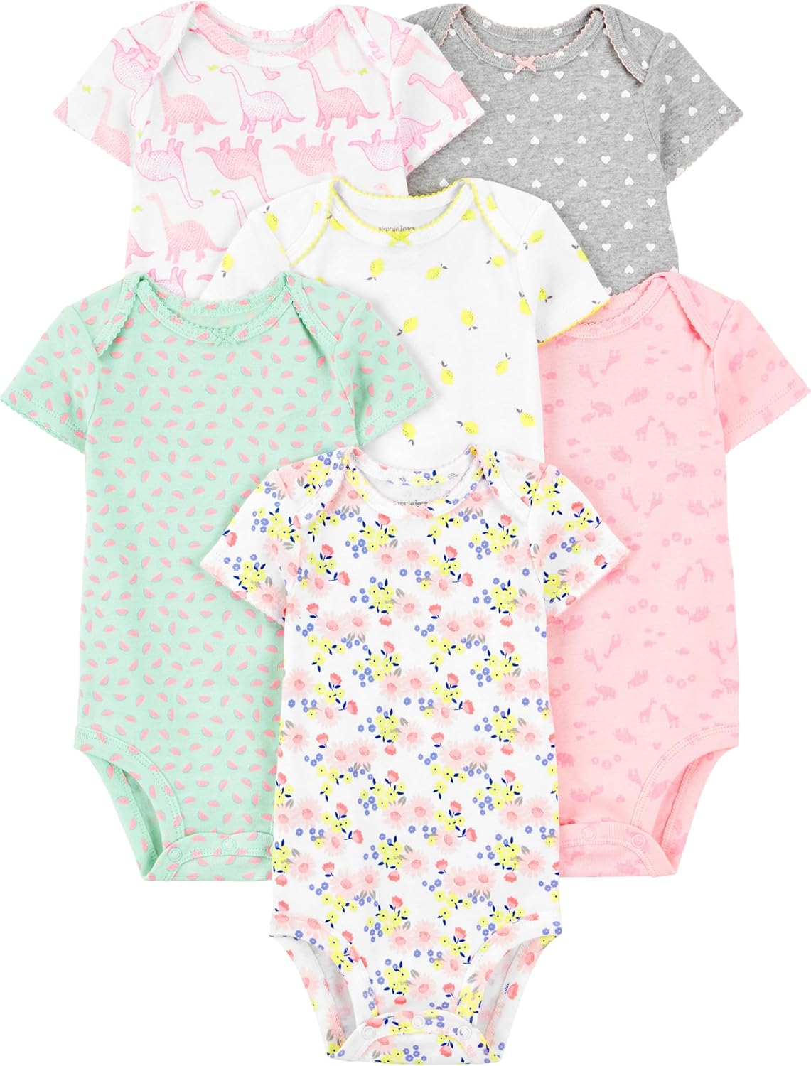 Bustling Bits 6-Pack Short-Sleeve Bodysuit