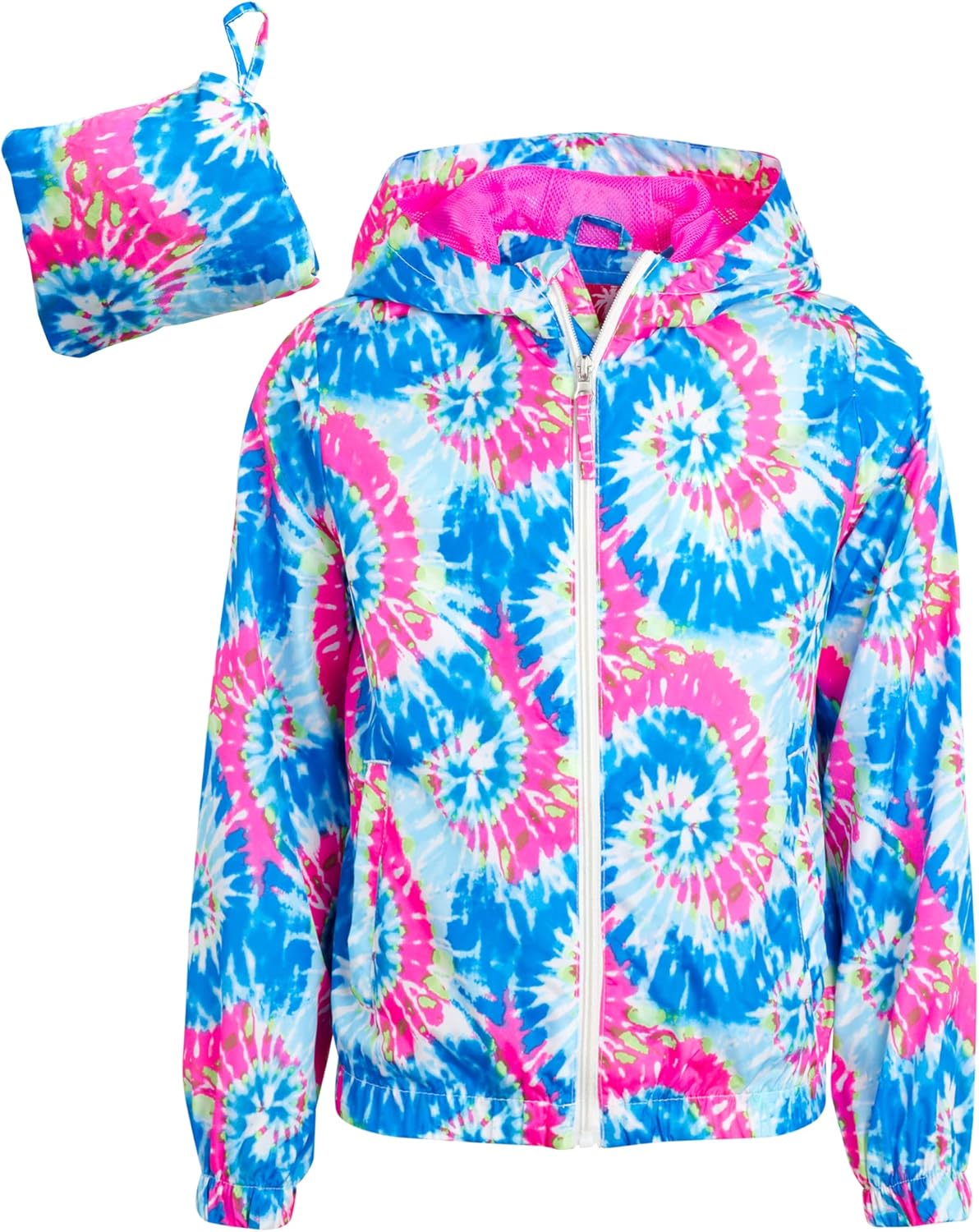 Pink Platinum Girls Lightweight Packable Rain Jacket Waterproof and Windproof
