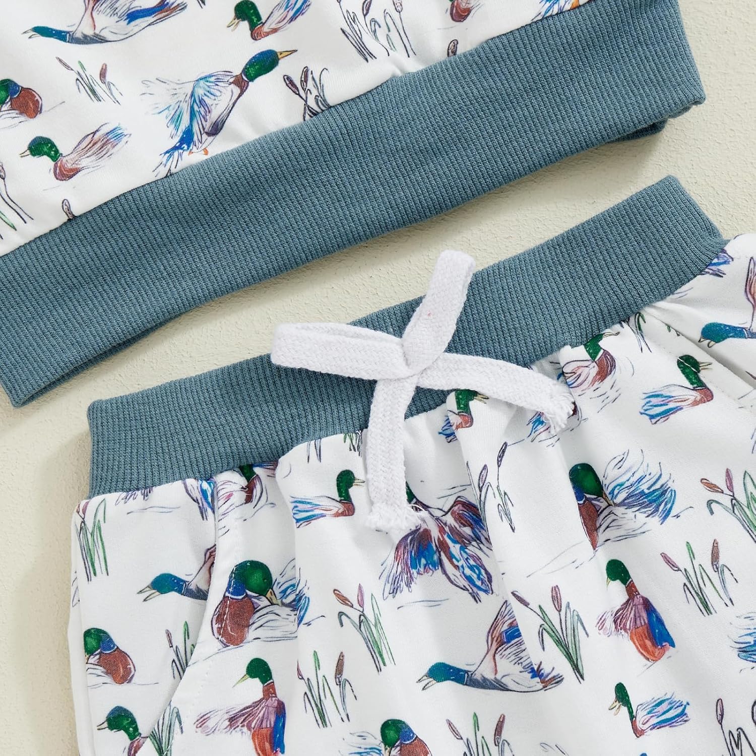 Pudcoco Toddler Fall Outfit Set - Mallard Duck Embroidery