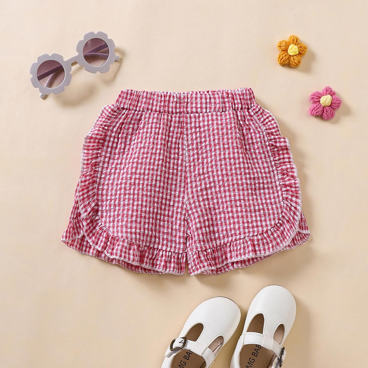 Perfect Casual Shorts for Toddler Girls Ruffle Gingham Design Summer Diapers