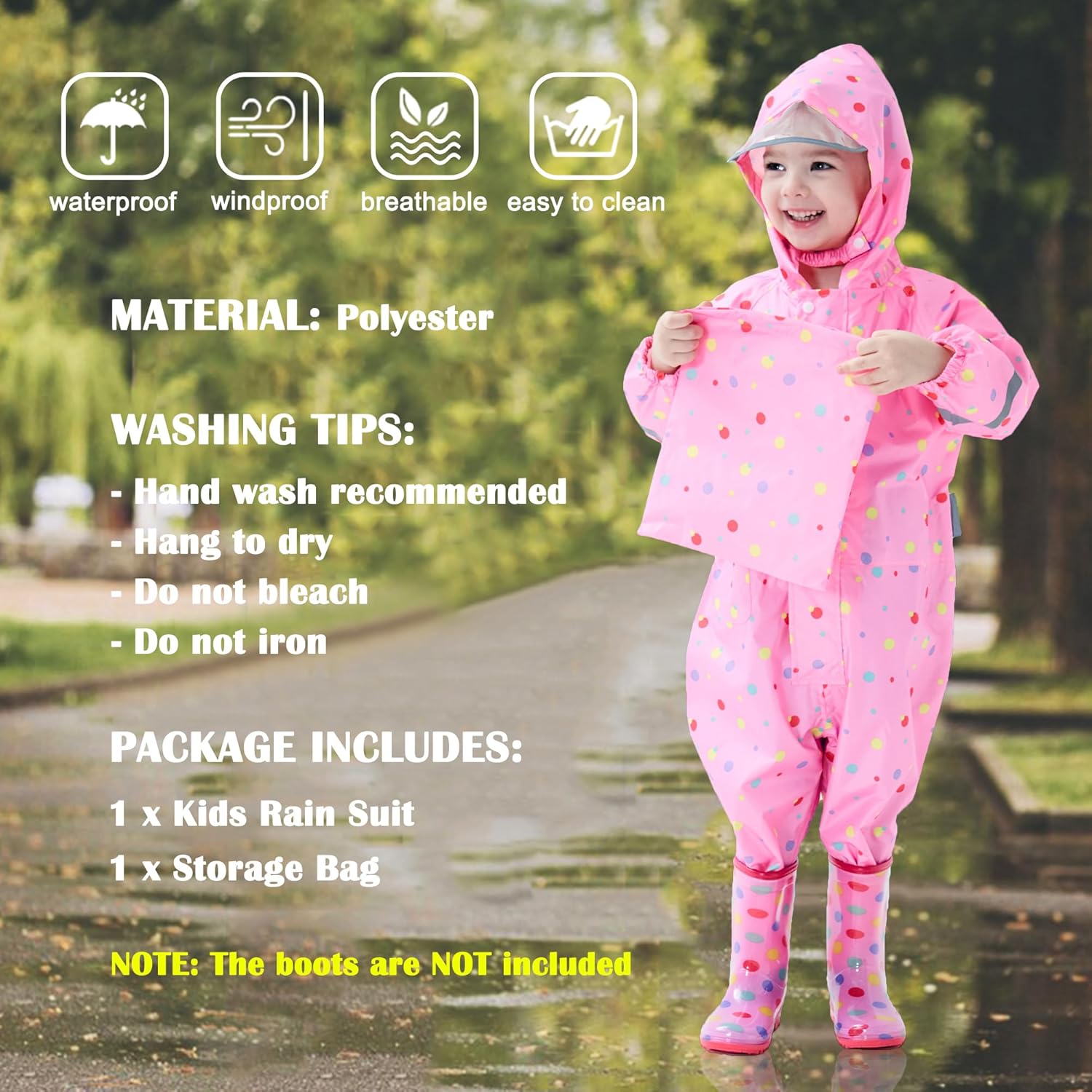 Fewlby Kids Toddler Rain Jacket Waterproof for Boys Girls