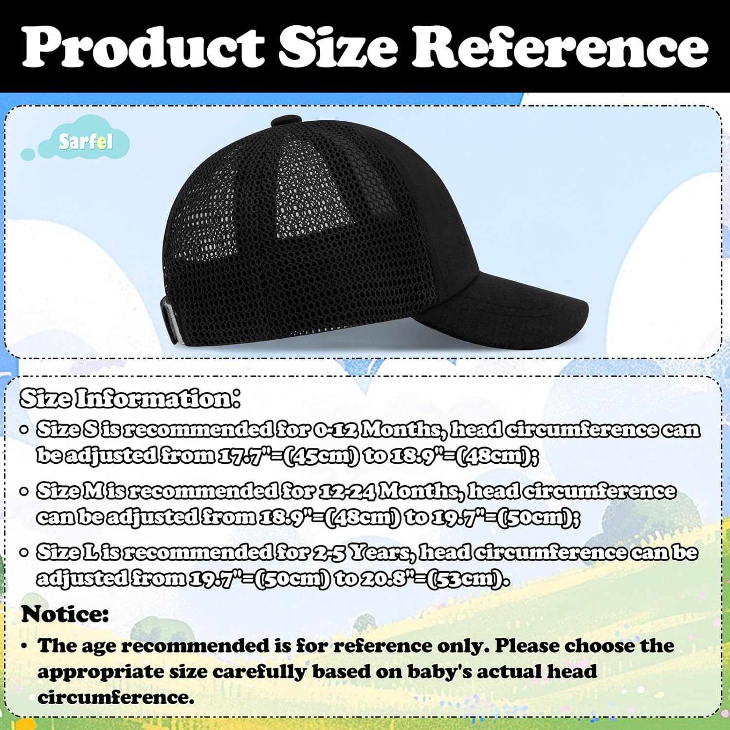 Sarfel Toddler Baseball Hat UPF 50 Sun Protection