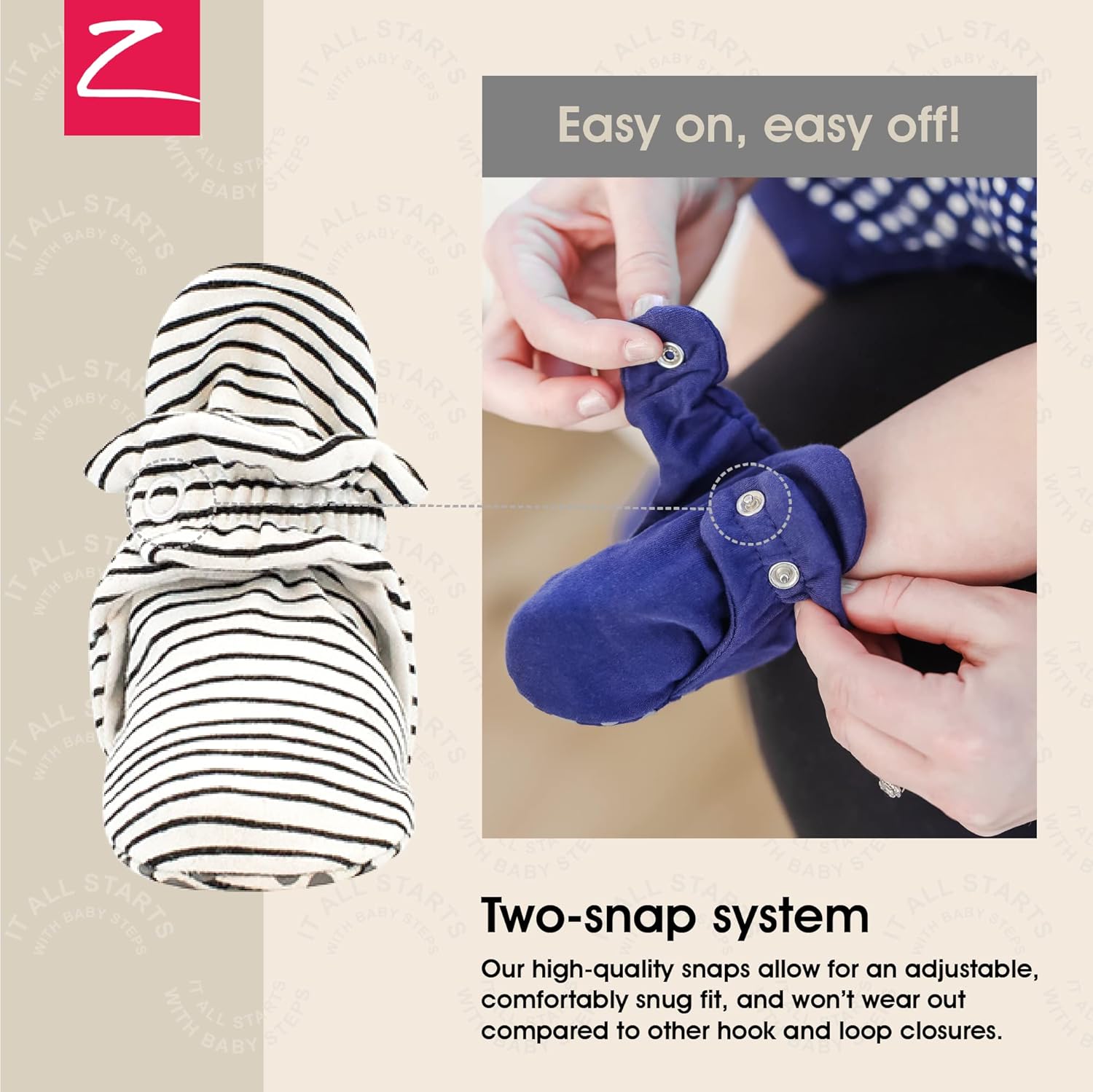 Zutano Unisex Organic Cotton Baby Booties With Gripper Soles -- Gripper