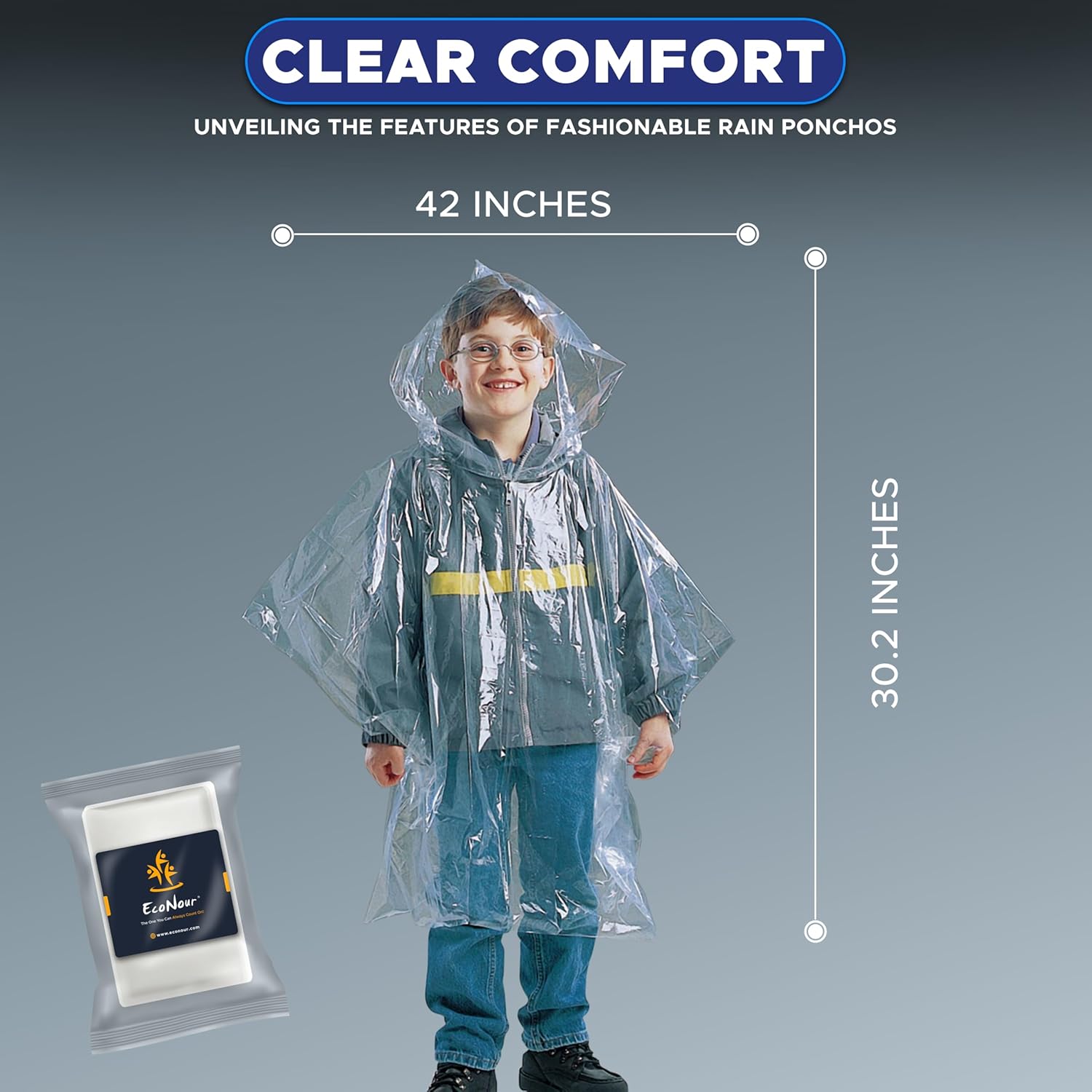 EcoNour Disposable Kids Rain Poncho