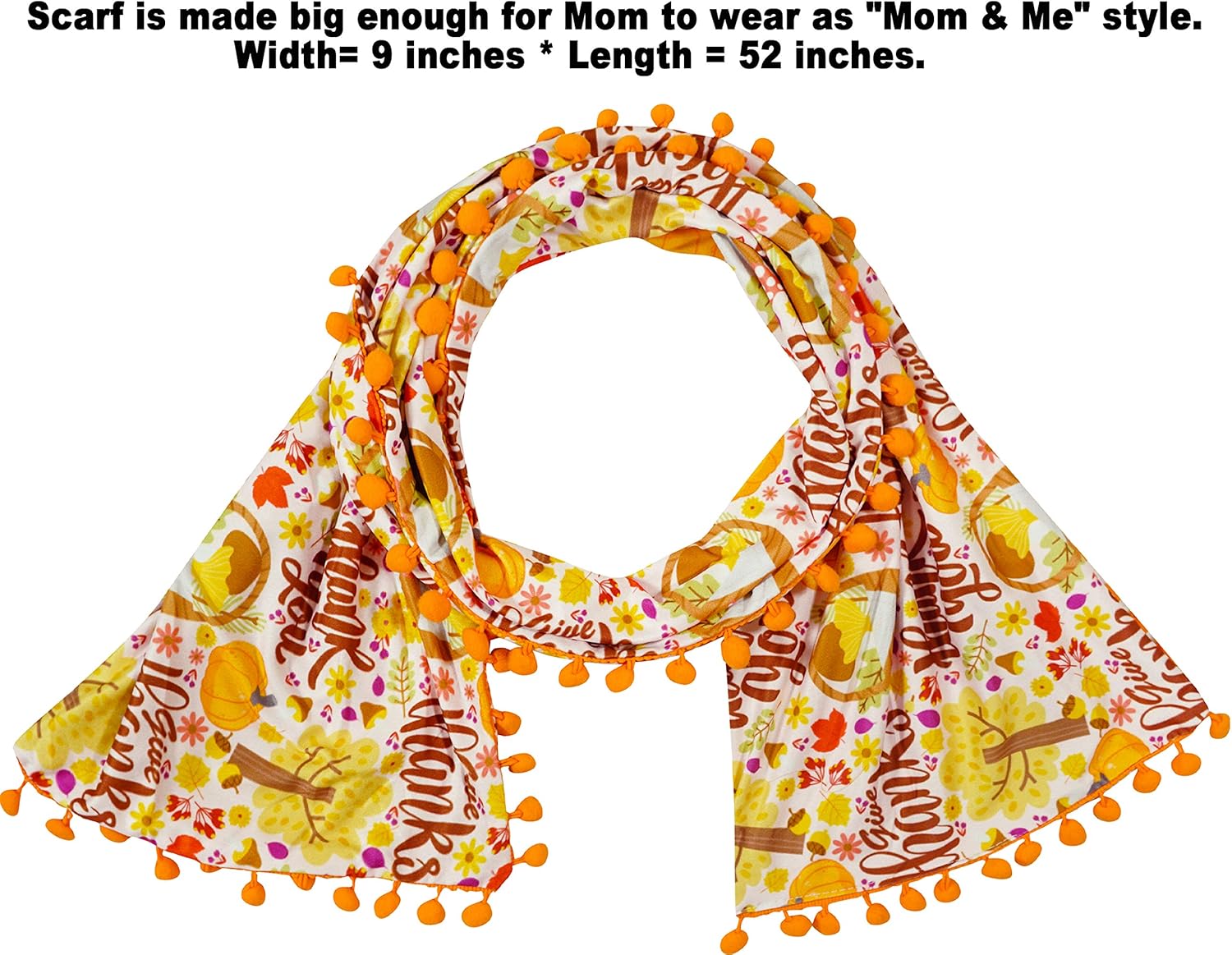 Angeline Kids Halloween Thanksgiving Fall dise Scarf Set for Girls