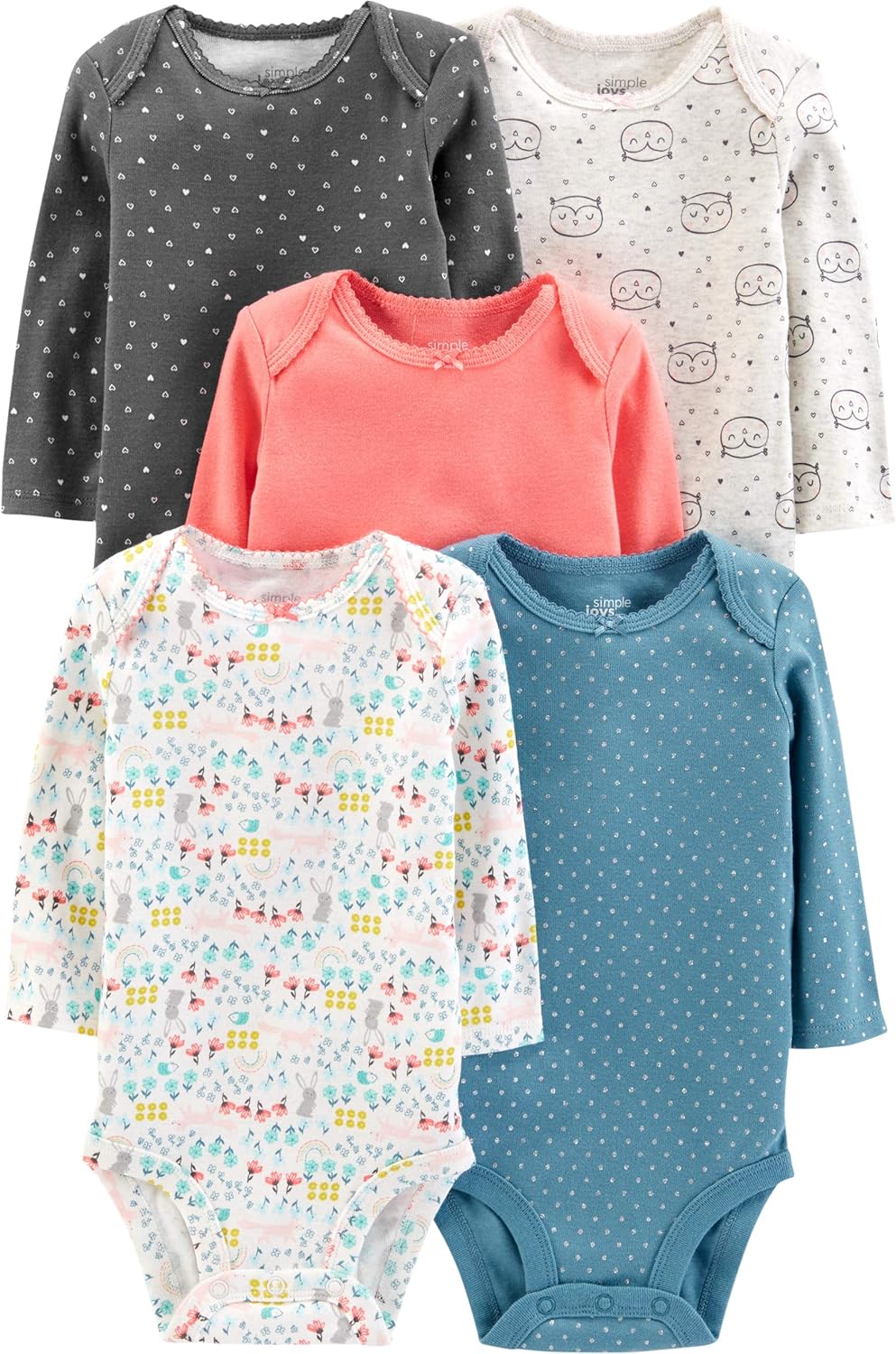Simple Joys by Carters Baby Girls Long-Sleeve Bodysuit 5-Pack